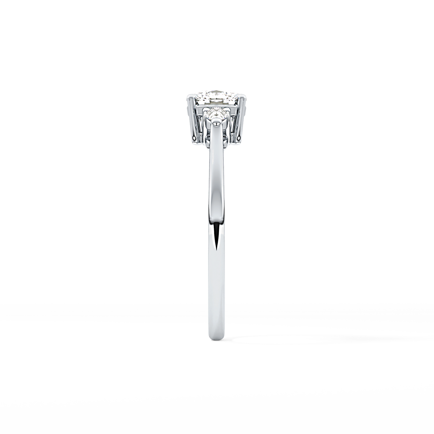 Cushion Cut 0.95 Carat Moissanite Ring – Three Stones Setting in Gold