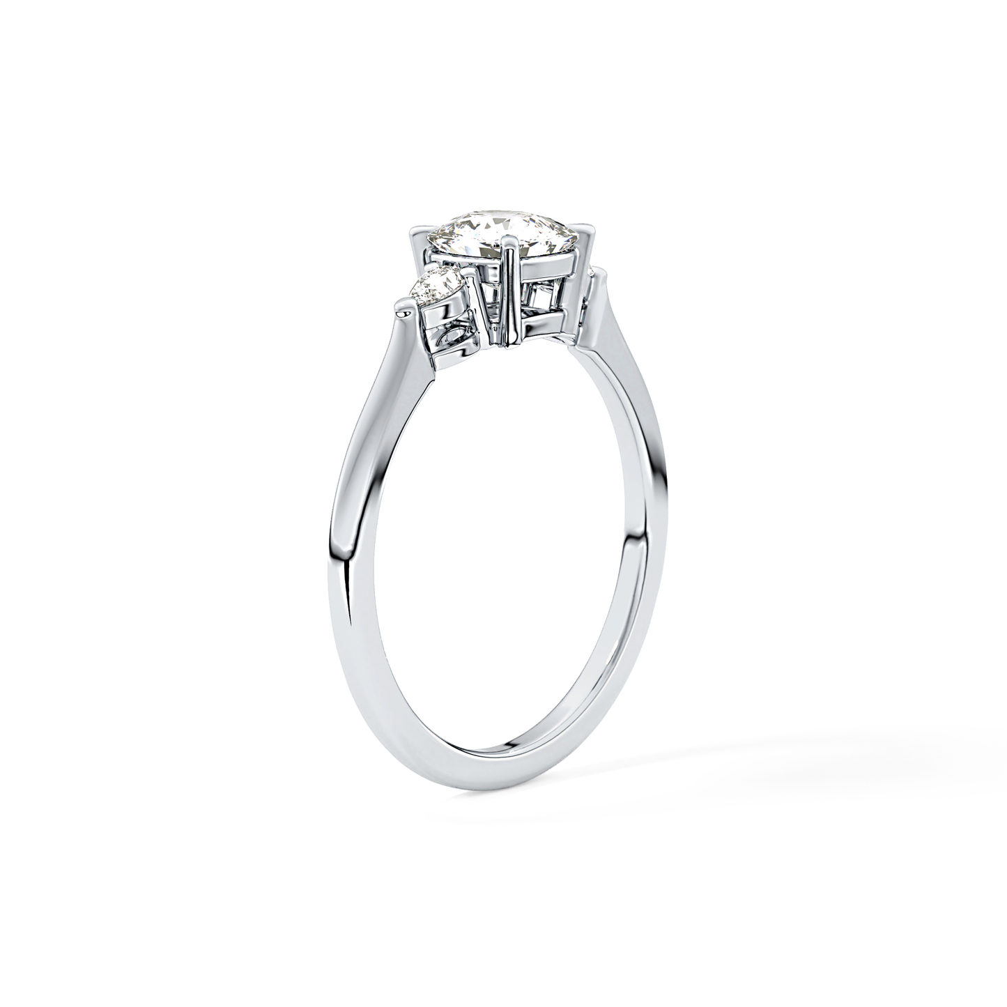 Cushion Cut 0.95 Carat Moissanite Ring – Three Stones Setting in Gold