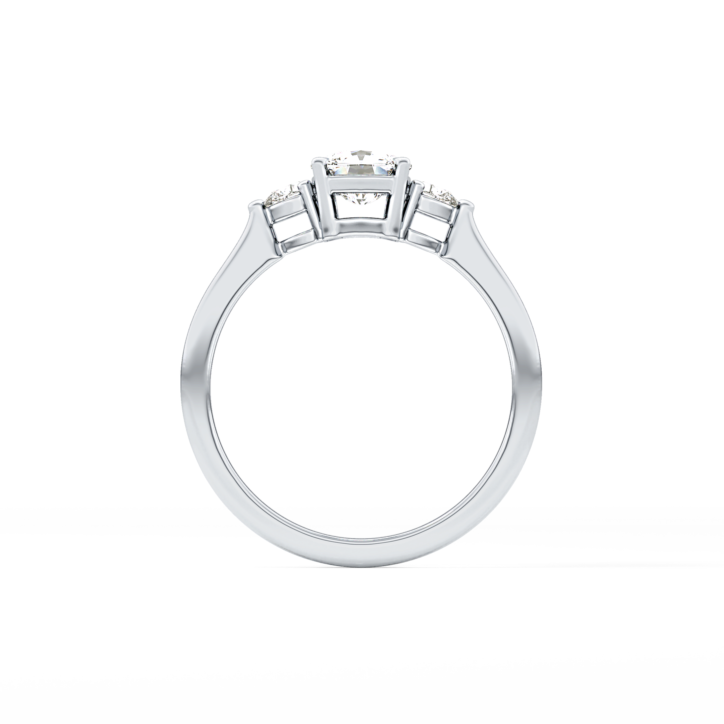 Cushion Cut 0.95 Carat Moissanite Ring – Three Stones Setting in Gold