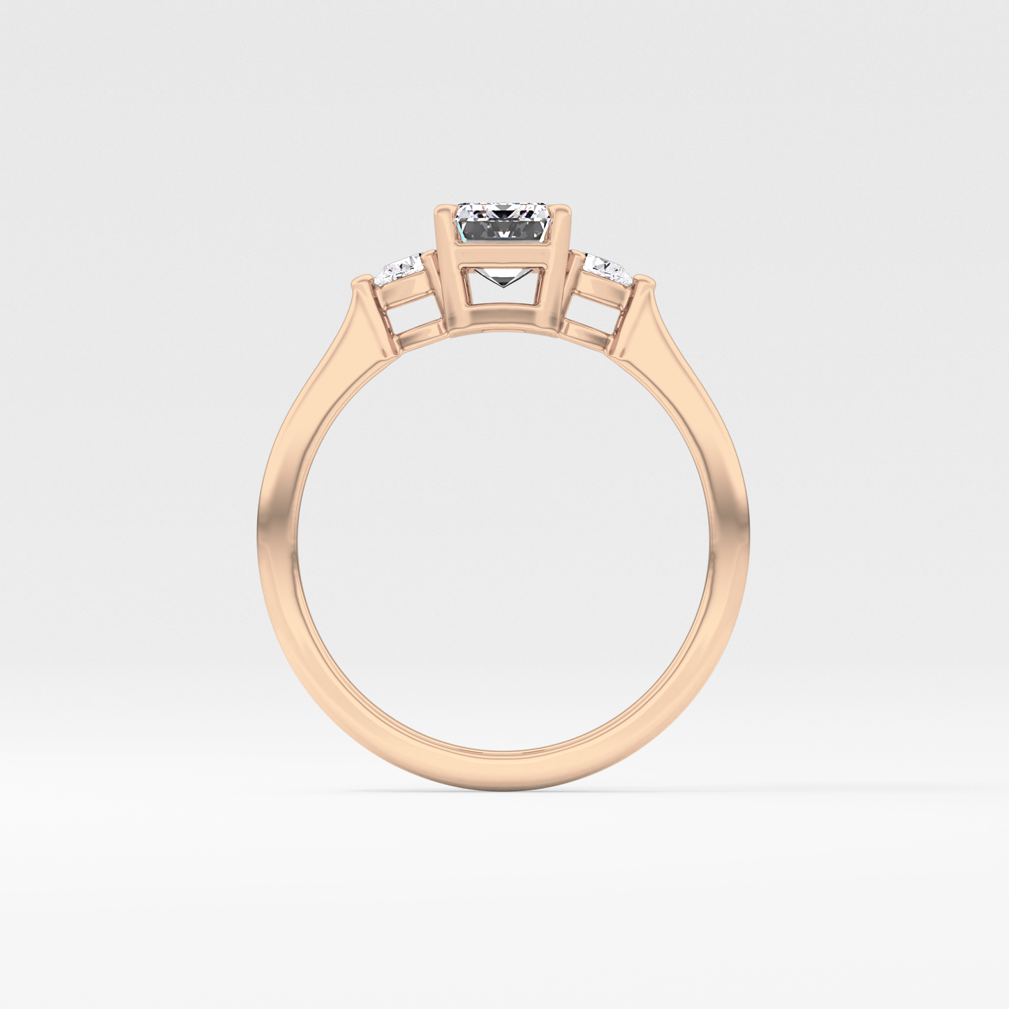 Emerald Cut 1.02 Carat Moissanite Ring – Three Stones Setting in Gold