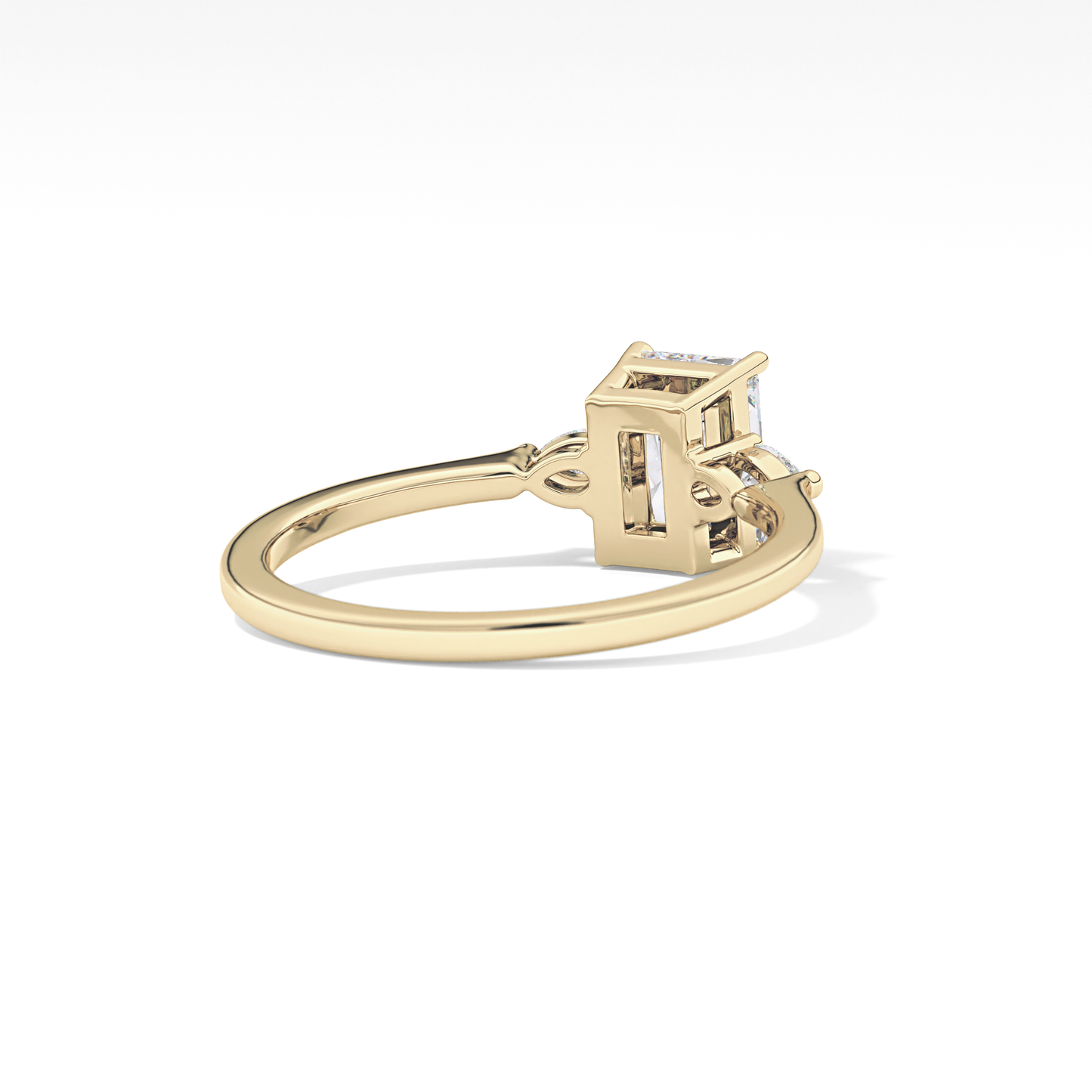 Radiant Cut 1.21 Carat Moissanite Ring – Three Stones Setting in Gold