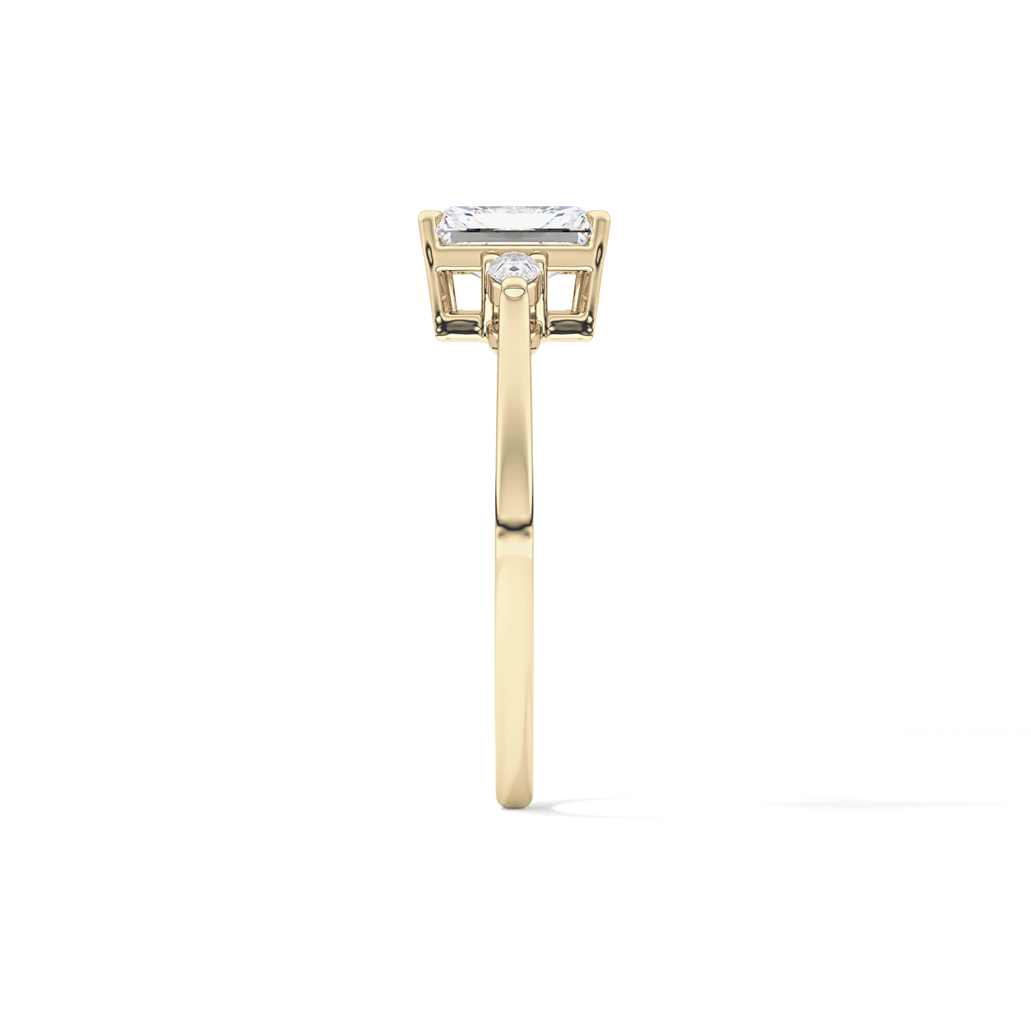 Radiant Cut 1.21 Carat Moissanite Ring – Three Stones Setting in Gold