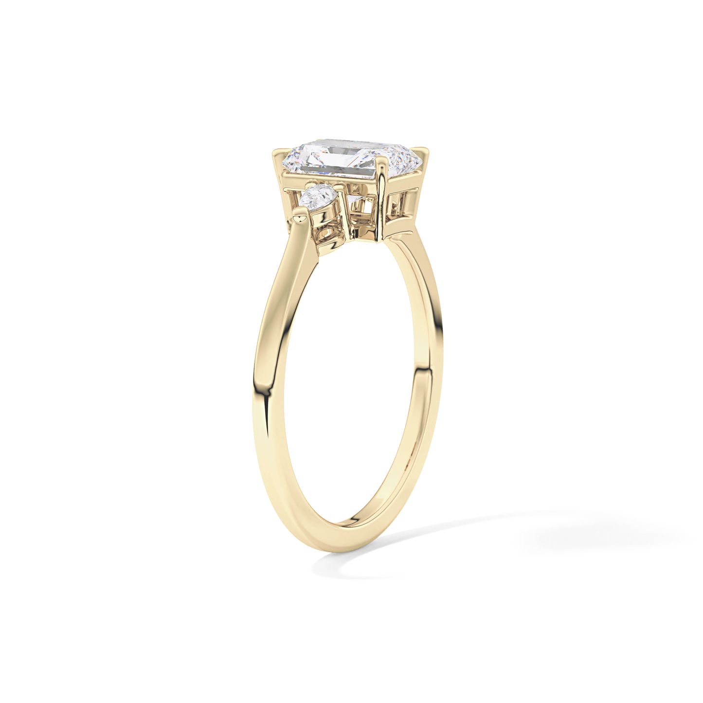 Radiant Cut 1.21 Carat Moissanite Ring – Three Stones Setting in Gold