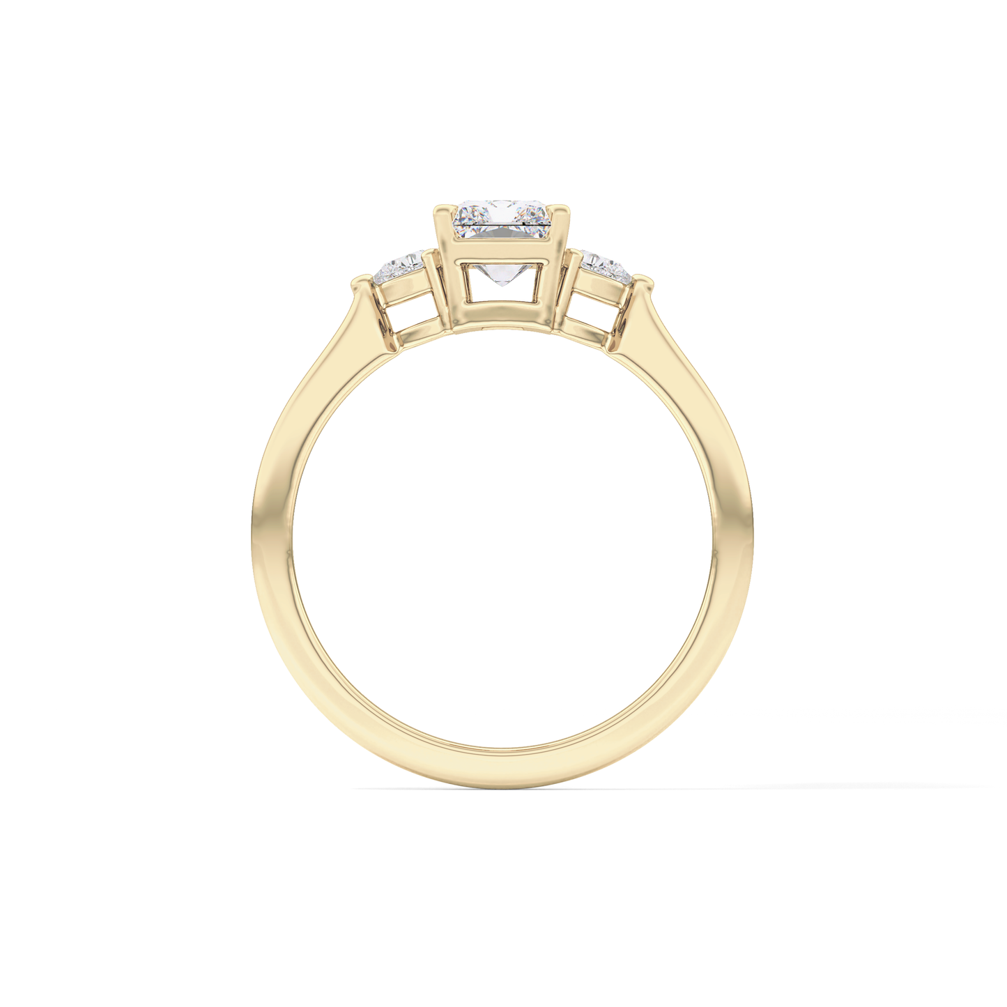 Radiant Cut 1.21 Carat Moissanite Ring – Three Stones Setting in Gold