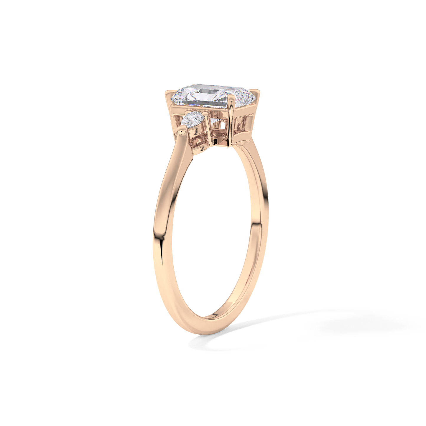 Radiant Cut 1.21 Carat Moissanite Ring – Three Stones Setting in Gold
