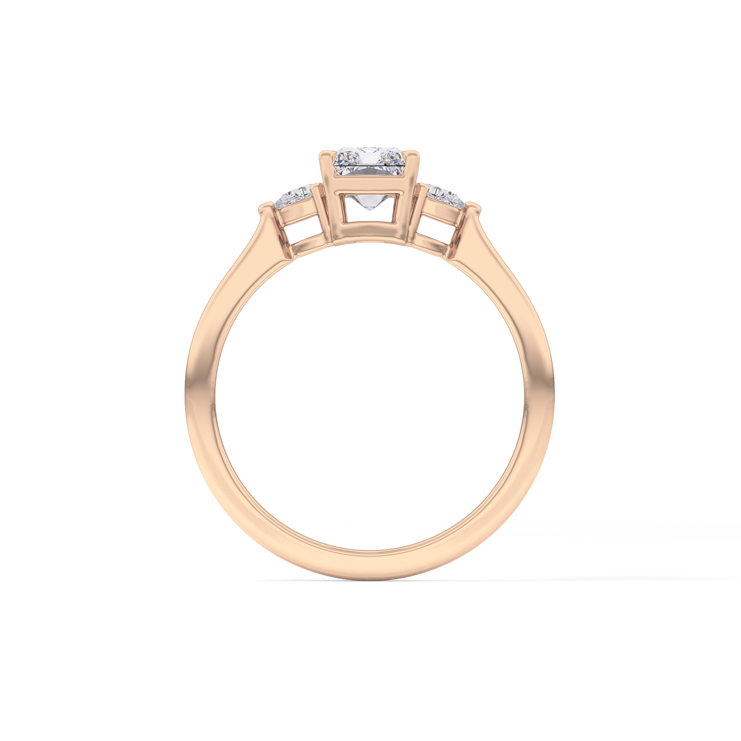 Radiant Cut 1.21 Carat Moissanite Ring – Three Stones Setting in Gold