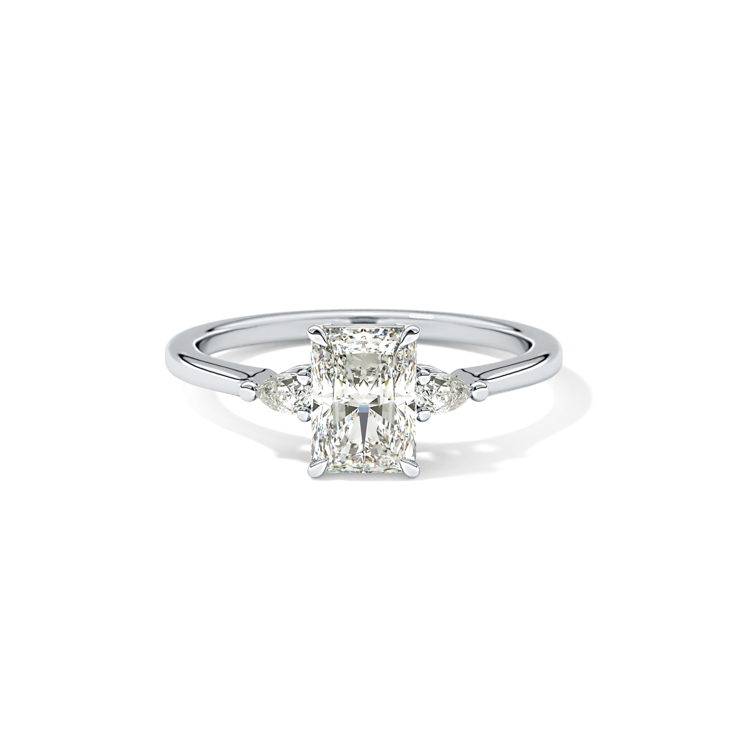 Radiant Cut 1.21 Carat Moissanite Ring – Three Stones Setting in Gold