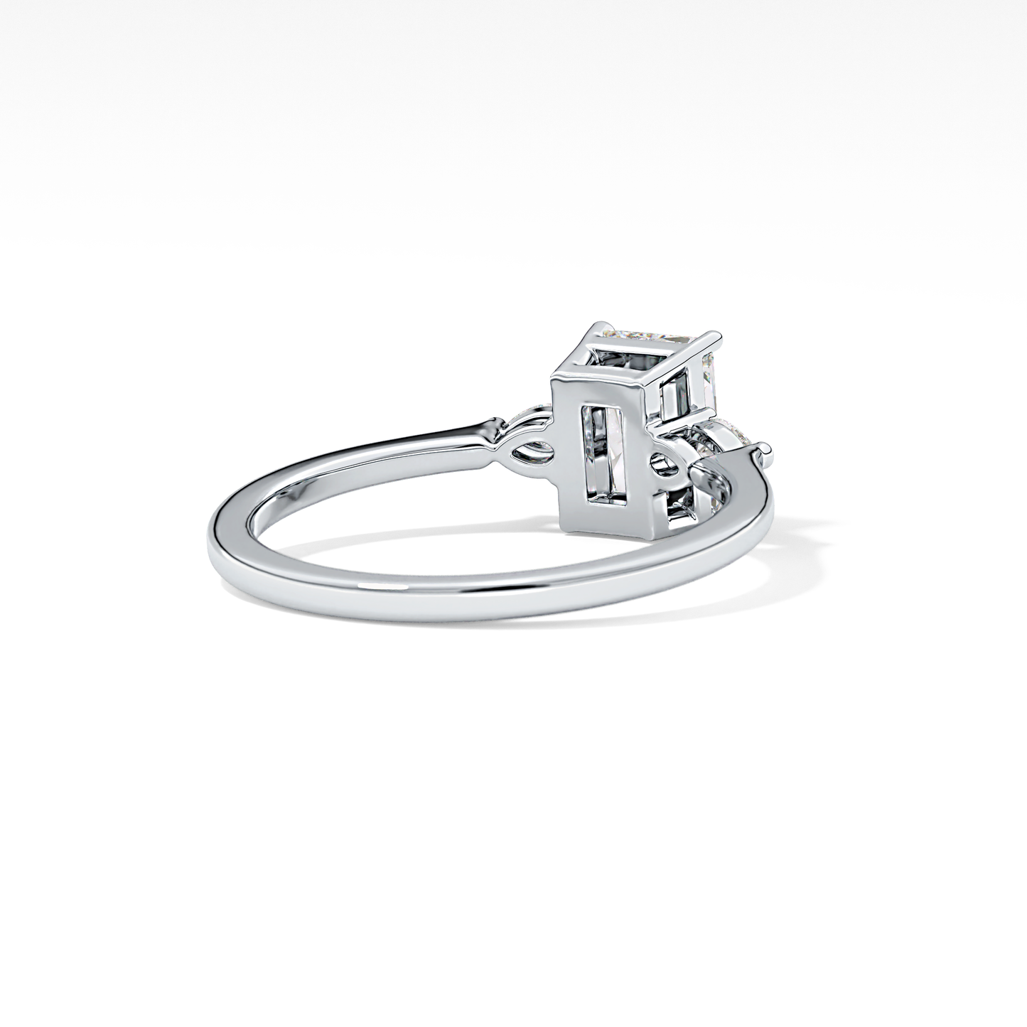 Radiant Cut 1.21 Carat Moissanite Ring – Three Stones Setting in Gold