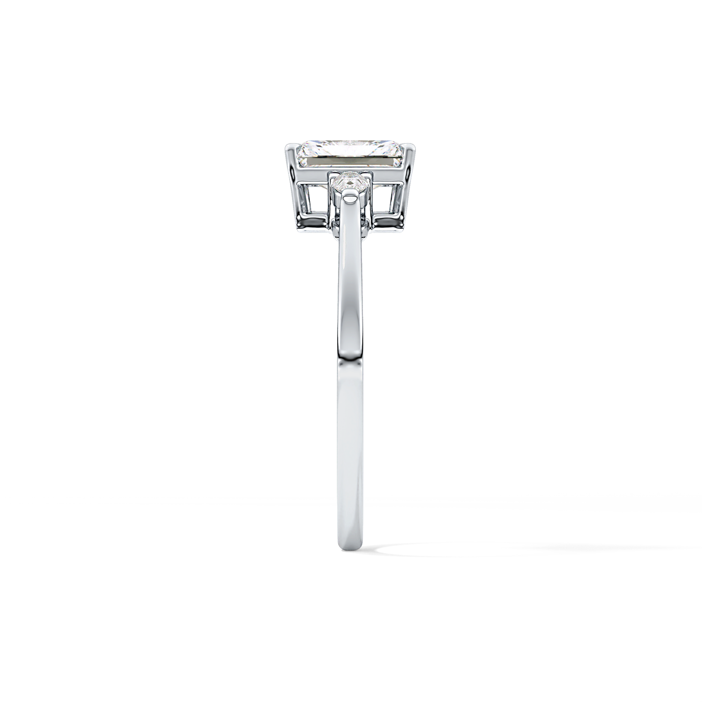 Radiant Cut 1.21 Carat Moissanite Ring – Three Stones Setting in Gold