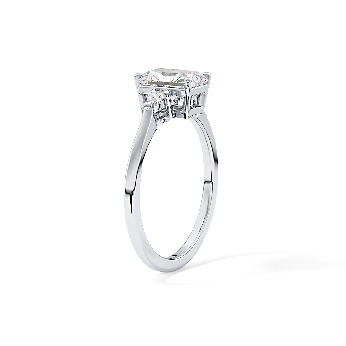 Radiant Cut 1.21 Carat Moissanite Ring – Three Stones Setting in Gold