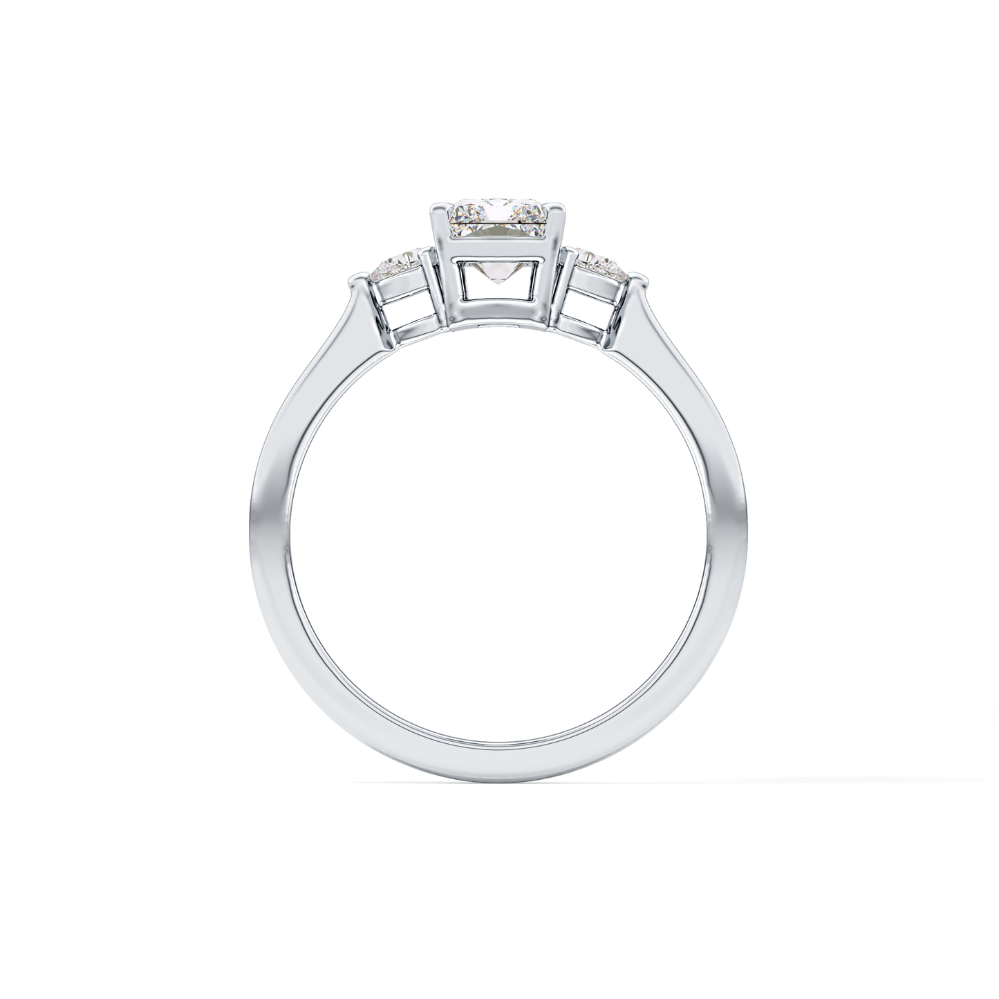 Radiant Cut 1.21 Carat Moissanite Ring – Three Stones Setting in Gold