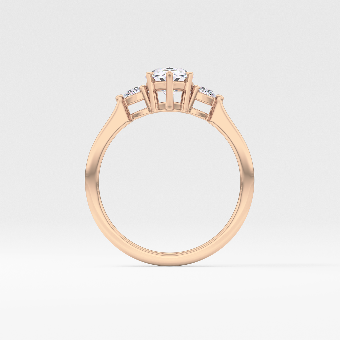 Pear Cut 0.86 Carat Moissanite Ring – Three Stones Setting in Gold