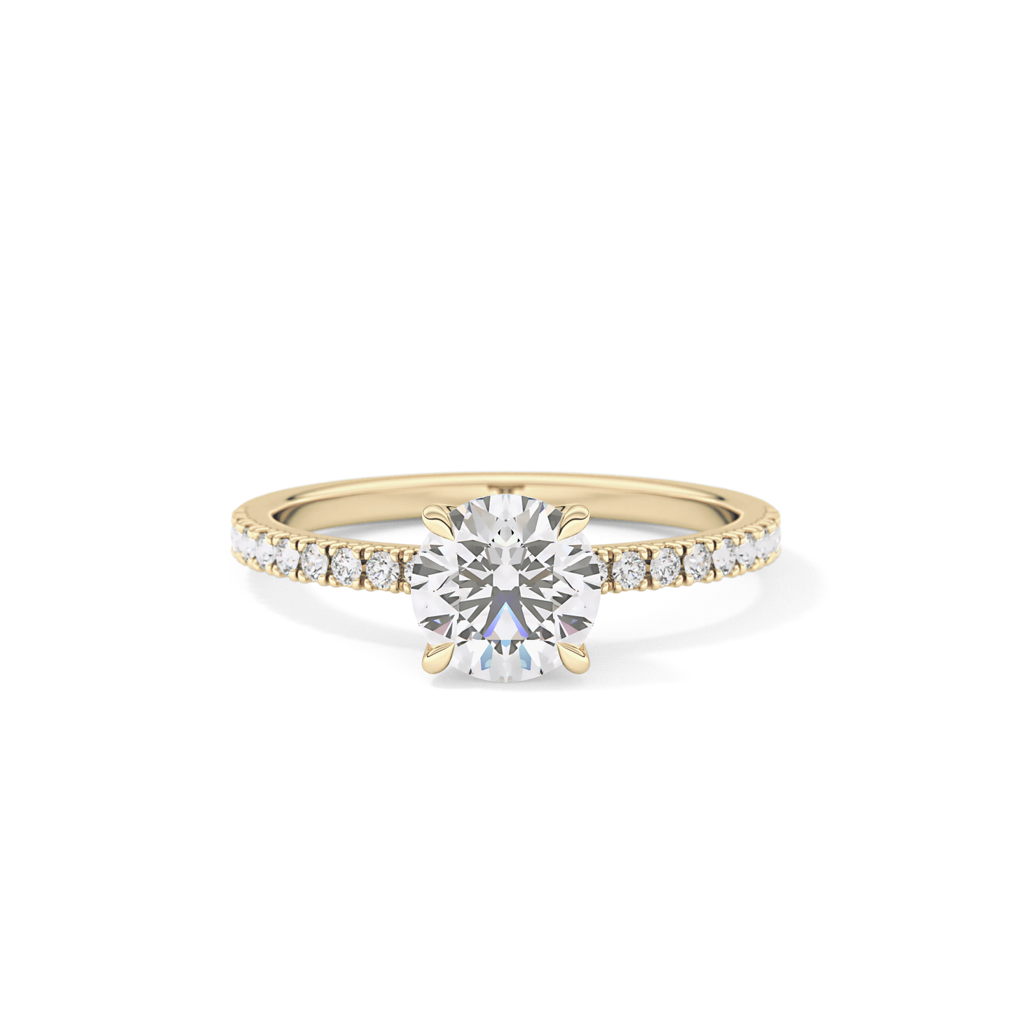 Round Cut 1.03 Carat Moissanite Ring – Pave Setting in Gold 8