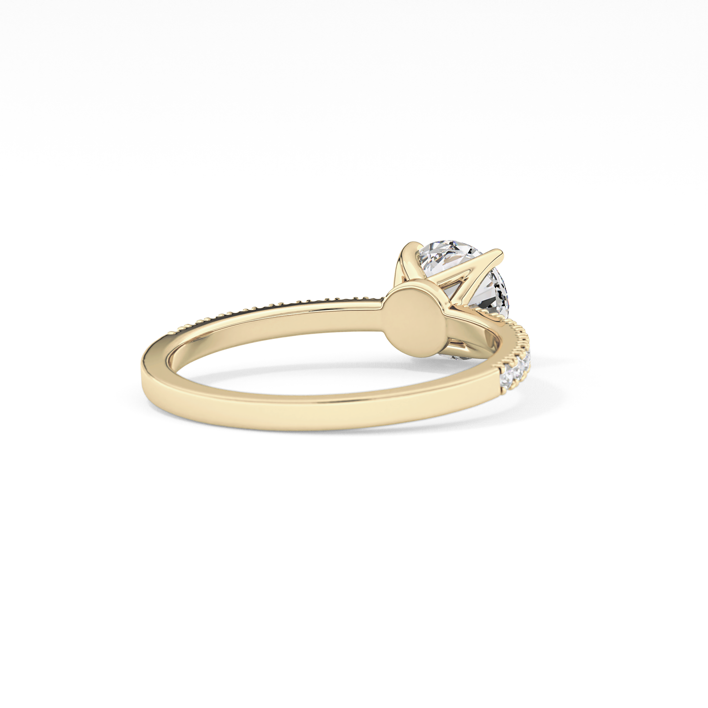 Round Cut 1.03 Carat Moissanite Ring – Pave Setting in Gold 9