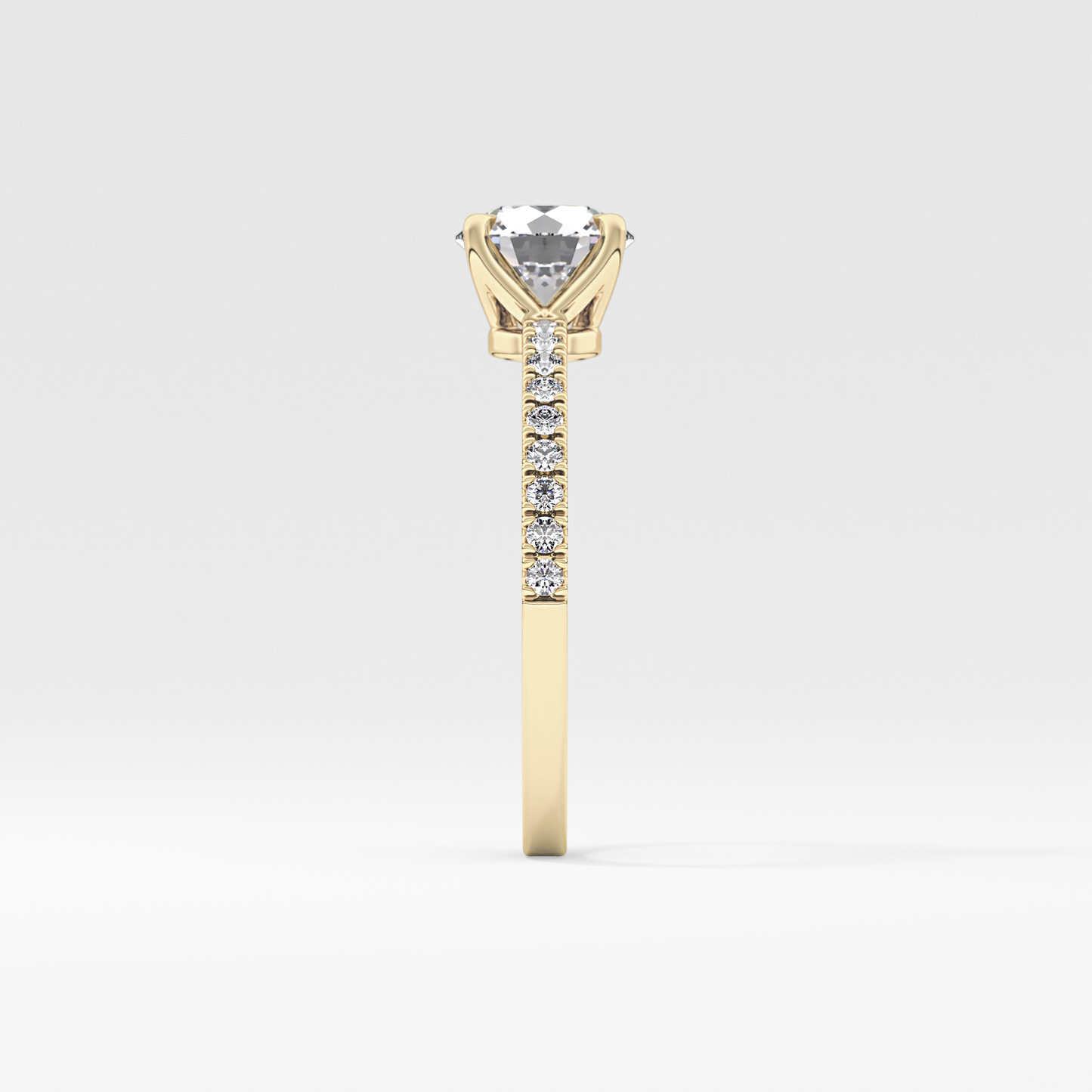Round Cut 1.03 Carat Moissanite Ring – Pave Setting in Gold 11