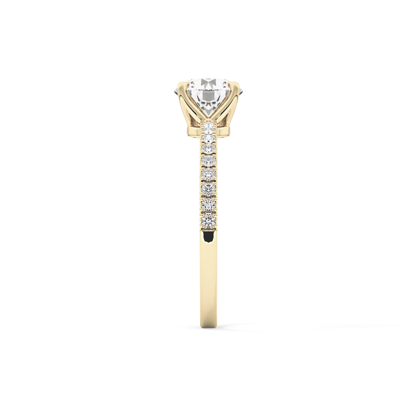 Round Cut 1.03 Carat Moissanite Ring – Pave Setting in Gold 12
