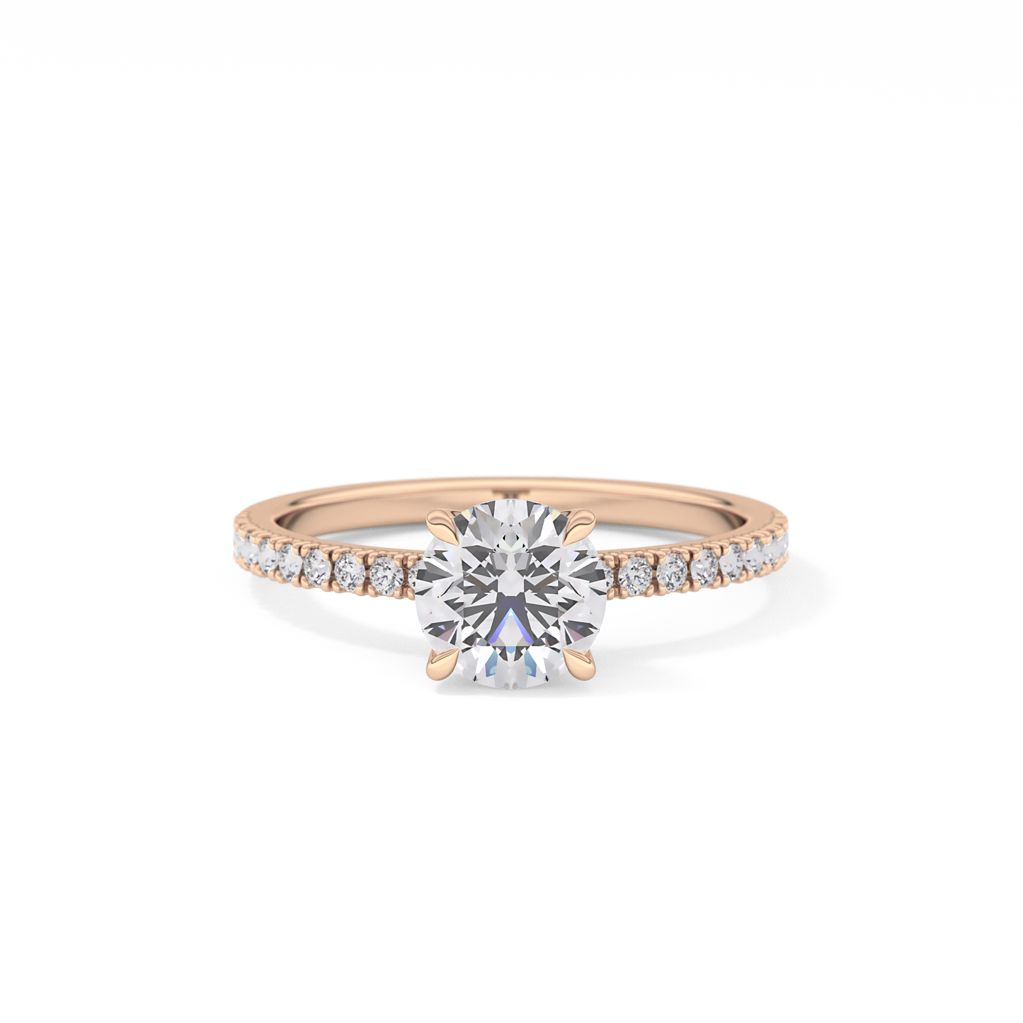 Round Cut 1.03 Carat Moissanite Ring – Pave Setting in Gold 15