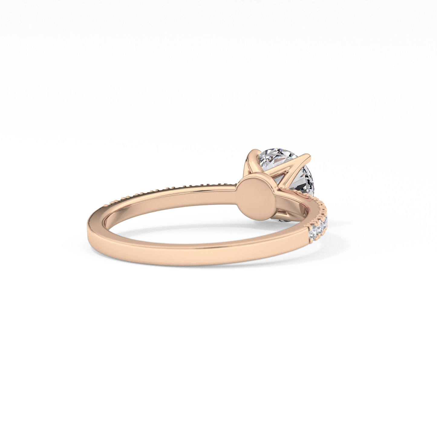 Round Cut 1.03 Carat Moissanite Ring – Pave Setting in Gold 16