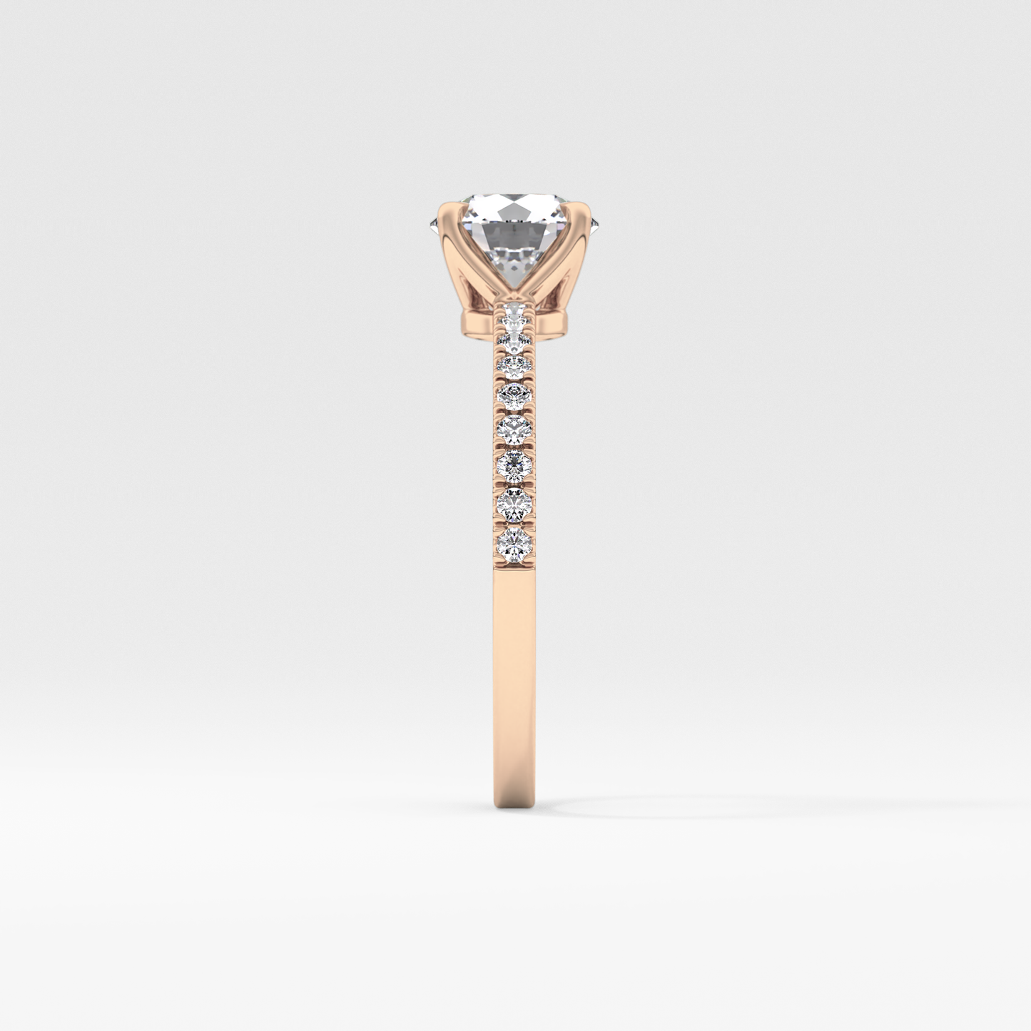 Round Cut 1.03 Carat Moissanite Ring – Pave Setting in Gold 18