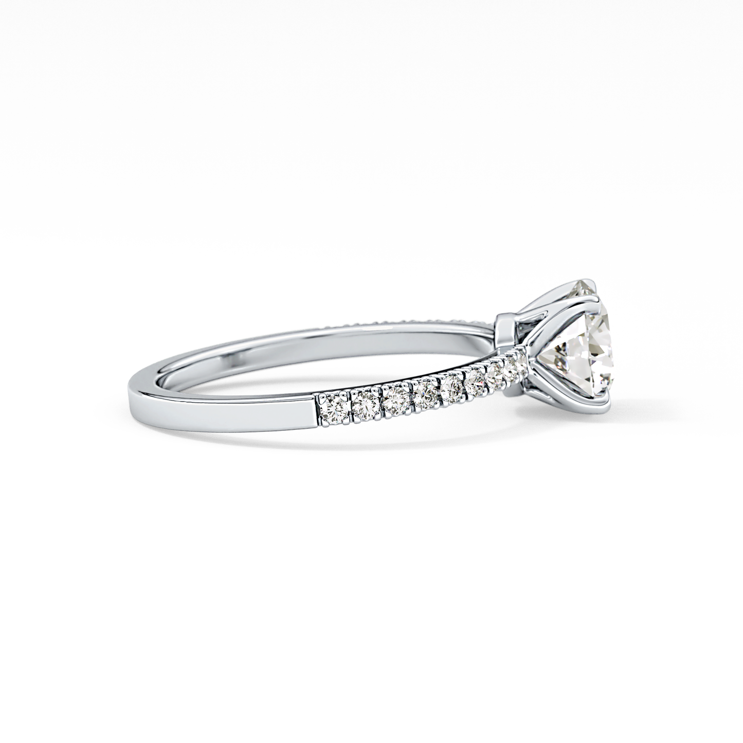 Round Cut 1.03 Carat Moissanite Ring – Pave Setting in Gold 6