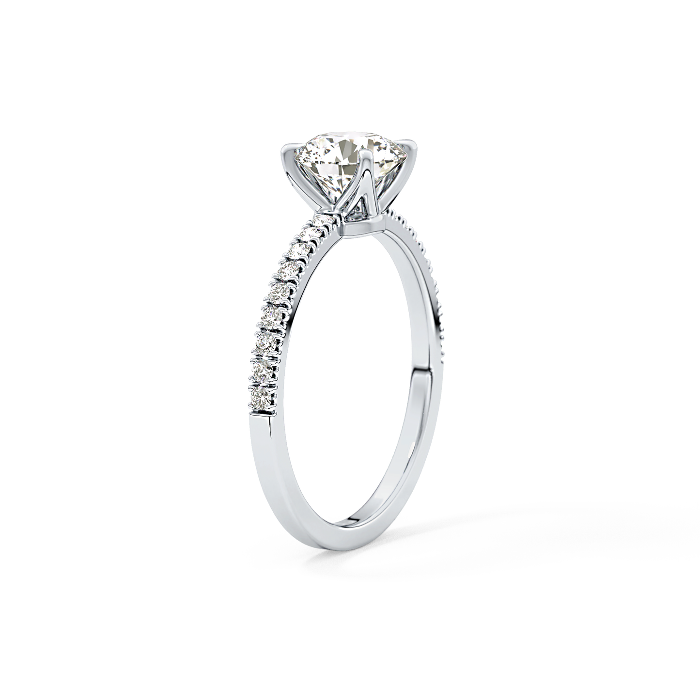 Round Cut 1.03 Carat Moissanite Ring – Pave Setting in Gold 2