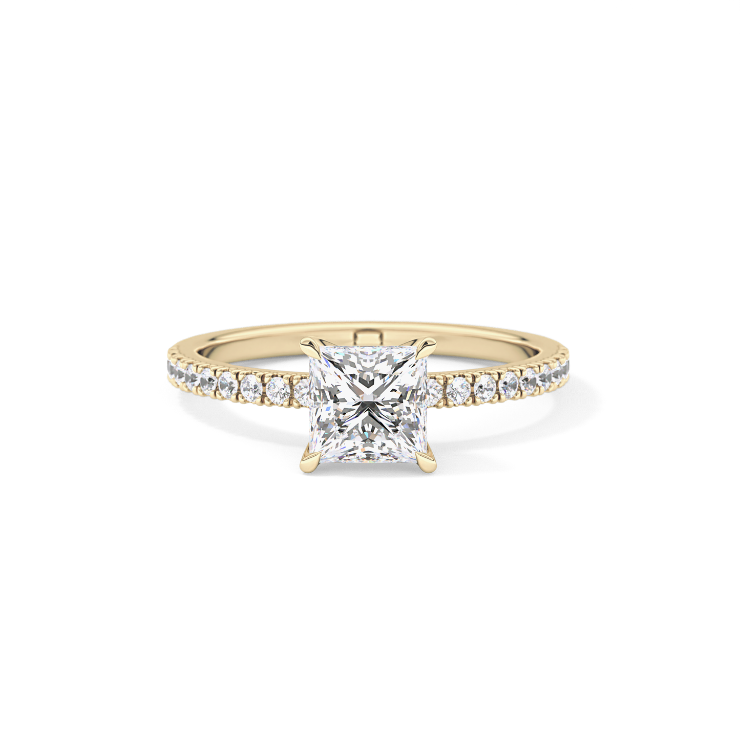 Princess Cut 1.04 Carat Moissanite Ring – Pave Setting in Gold 8