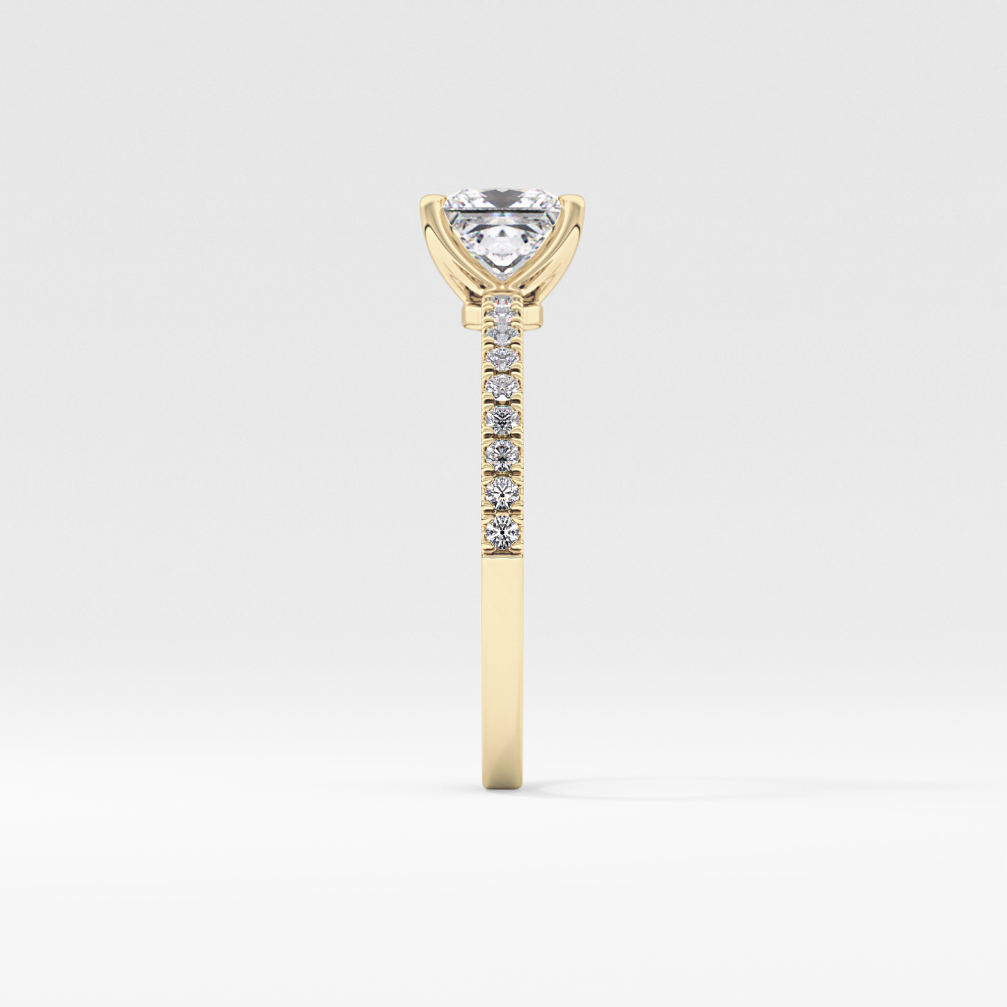 Princess Cut 1.04 Carat Moissanite Ring – Pave Setting in Gold 11