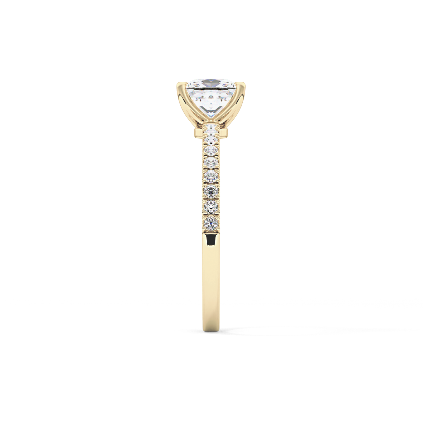 Princess Cut 1.04 Carat Moissanite Ring – Pave Setting in Gold 12