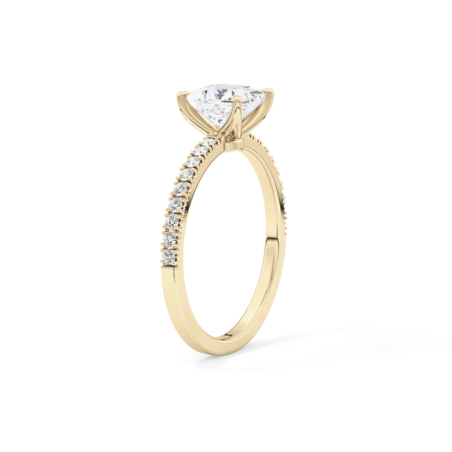 Princess Cut 1.04 Carat Moissanite Ring – Pave Setting in Gold 13