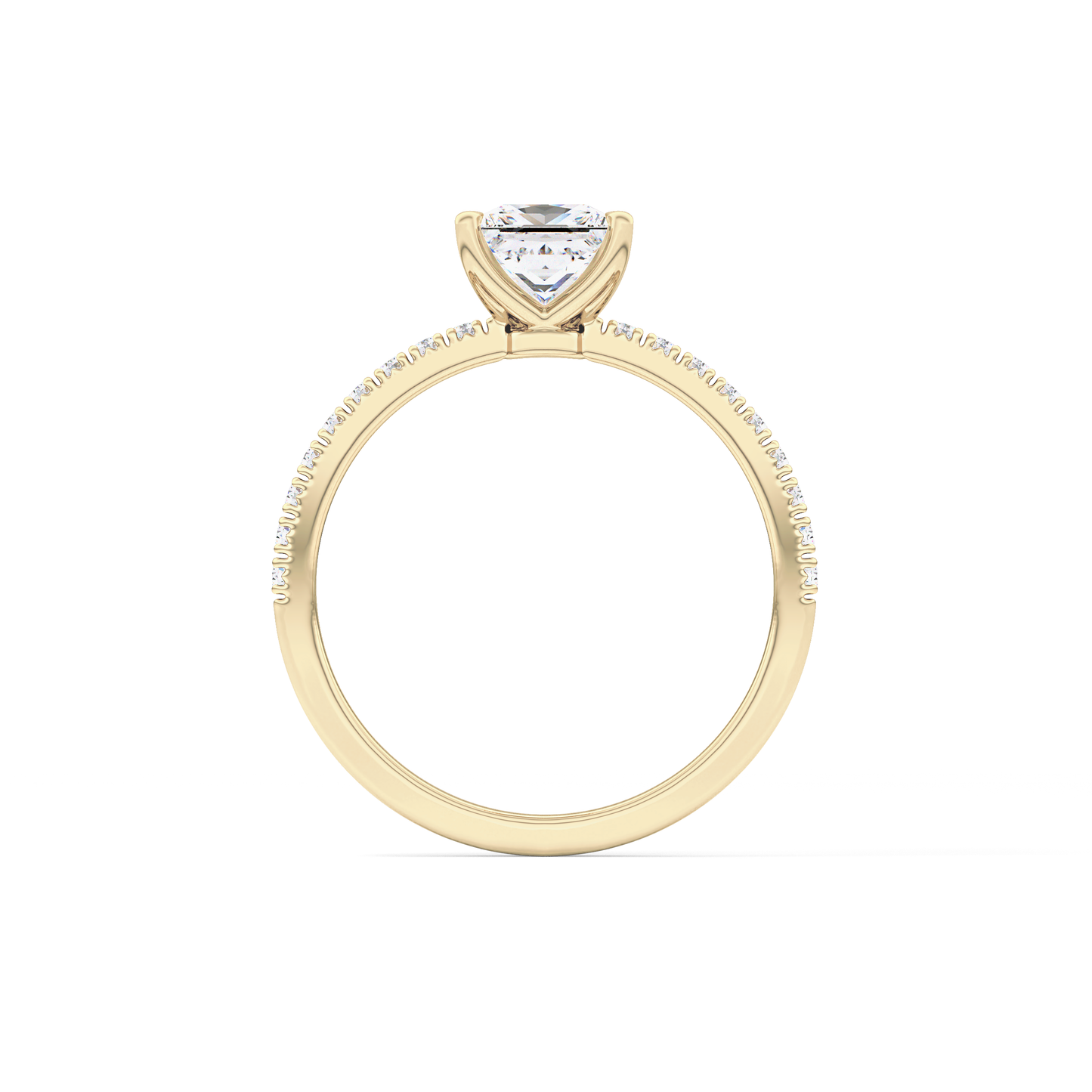 Princess Cut 1.04 Carat Moissanite Ring – Pave Setting in Gold 15