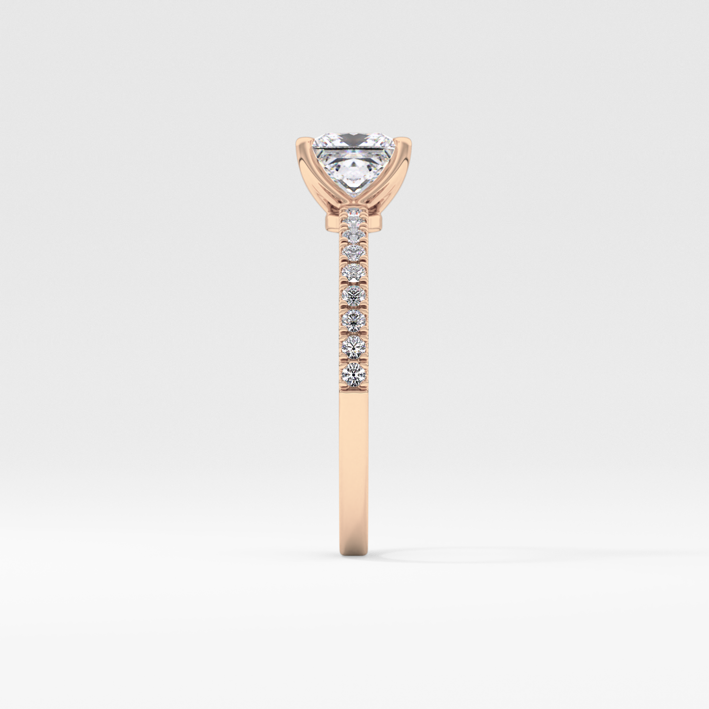Princess Cut 1.04 Carat Moissanite Ring – Pave Setting in Gold 18