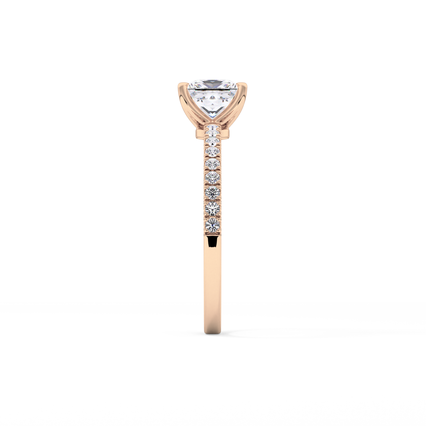Princess Cut 1.04 Carat Moissanite Ring – Pave Setting in Gold 19