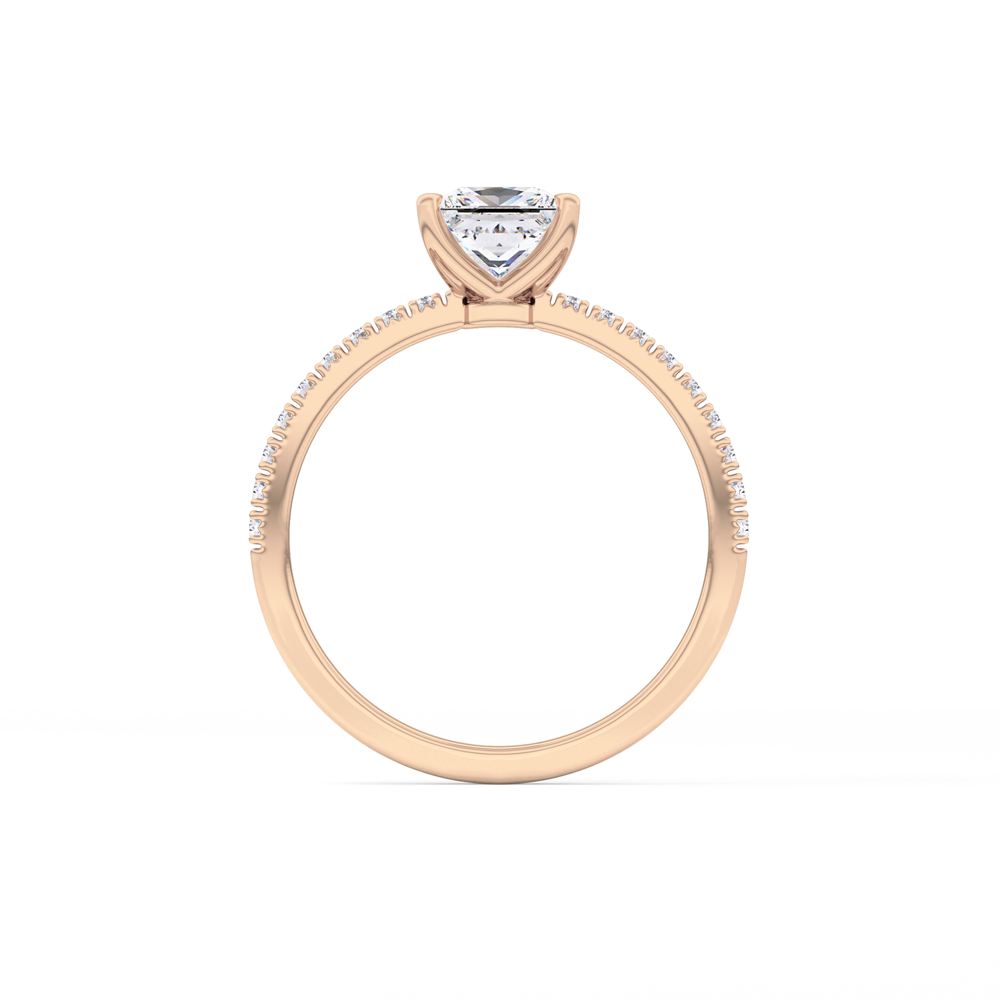 Princess Cut 1.04 Carat Moissanite Ring – Pave Setting in Gold 21