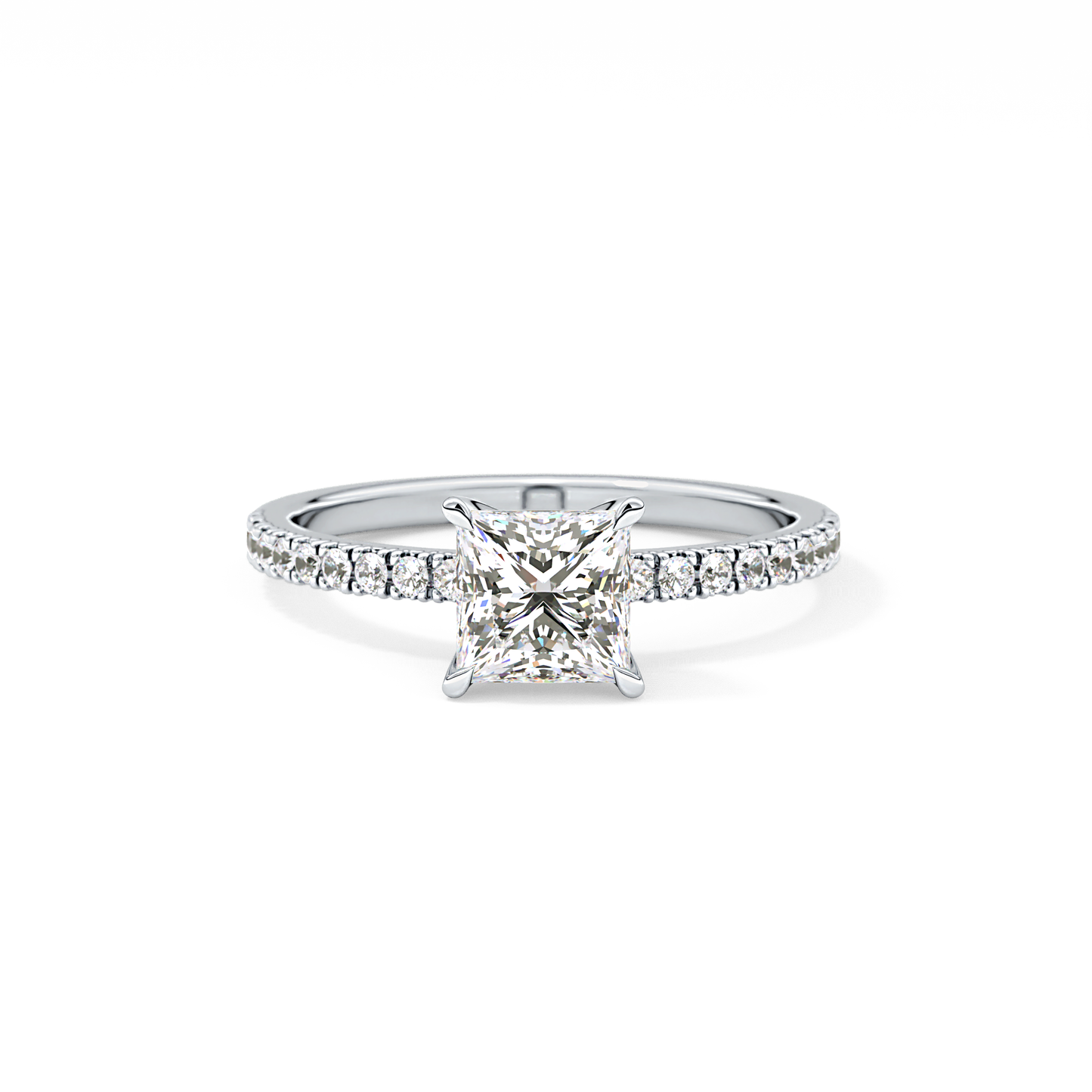 Princess Cut 1.04 Carat Moissanite Ring – Pave Setting in Gold 1