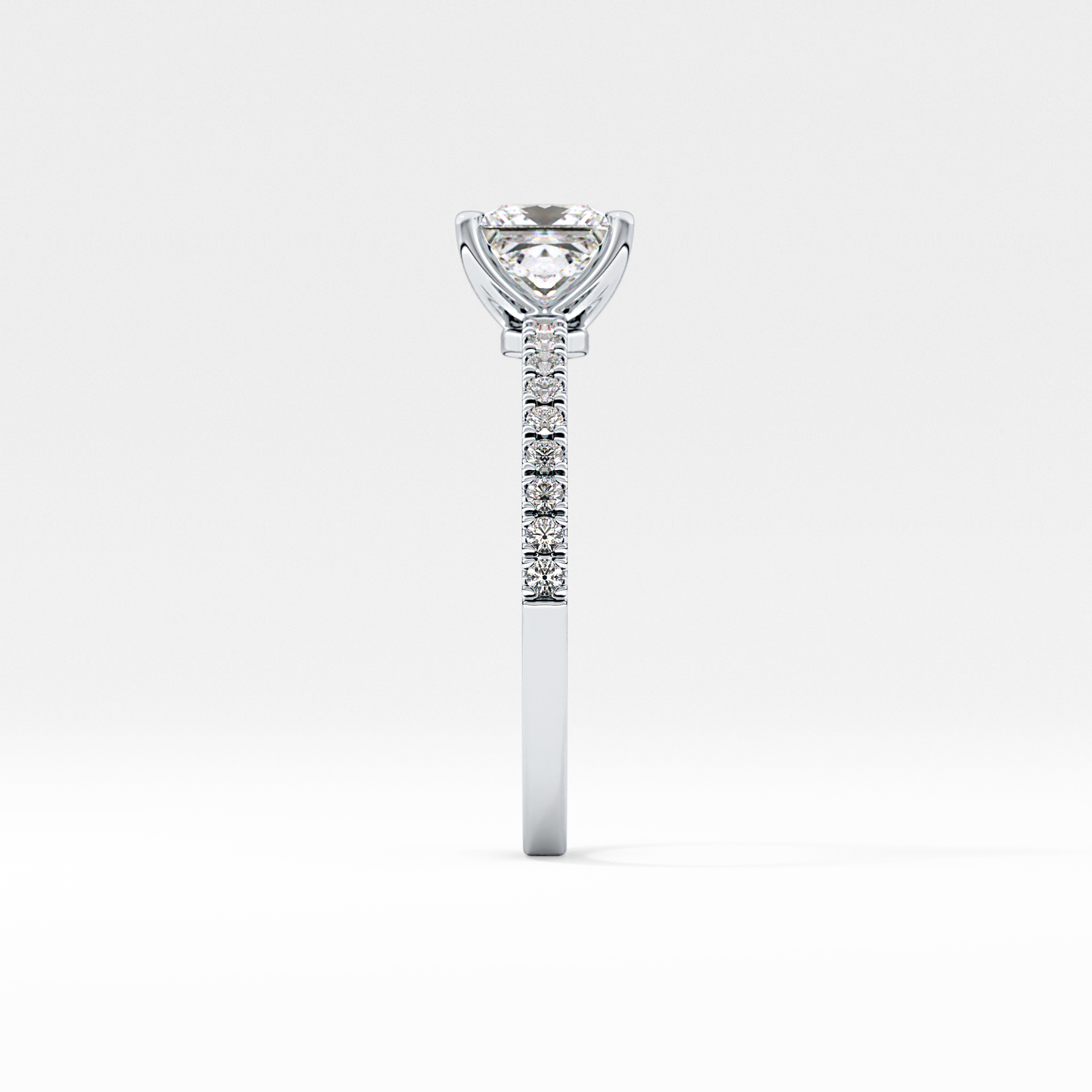 Princess Cut 1.04 Carat Moissanite Ring – Pave Setting in Gold 7