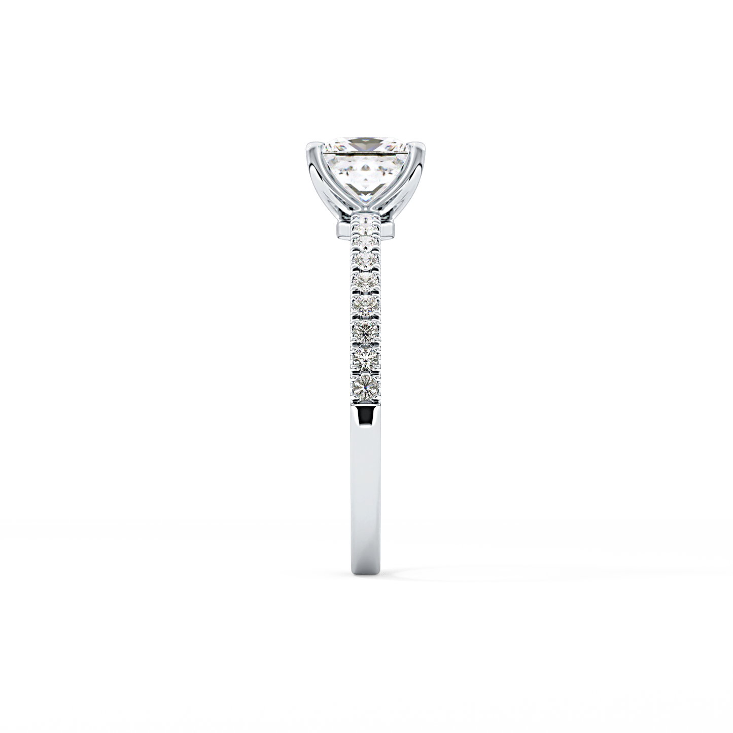 Princess Cut 1.04 Carat Moissanite Ring – Pave Setting in Gold 3