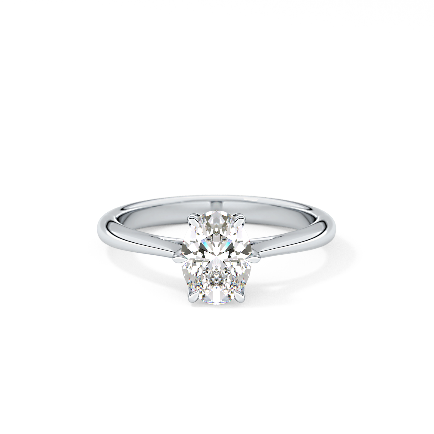 Oval Cut 1 Carat Moissanite Ring – Solitaire Setting in Gold 1