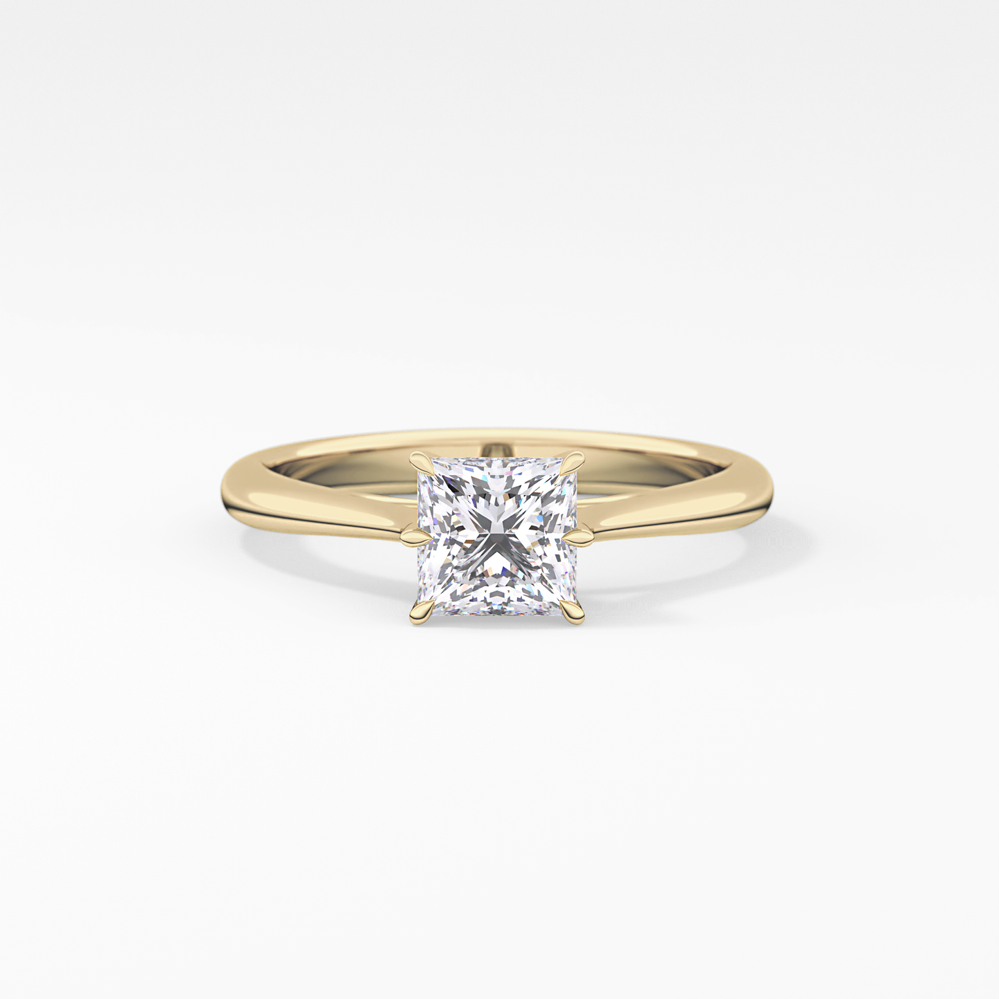 Princess Cut 1.04 Carat Moissanite Ring – Solitaire Setting in Gold