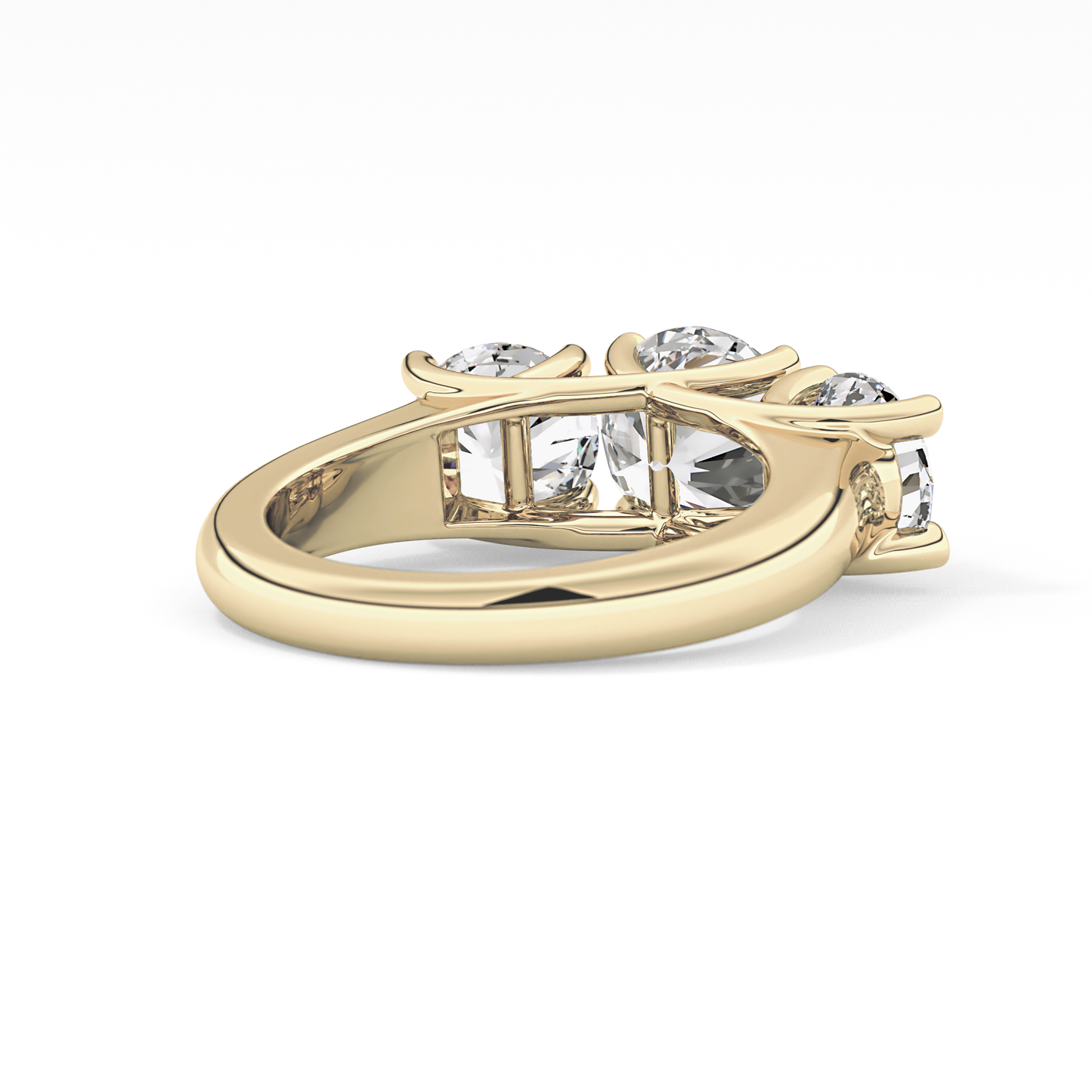 Round Cut 1.92 Carat Moissanite Ring – Three Stones Setting in Gold