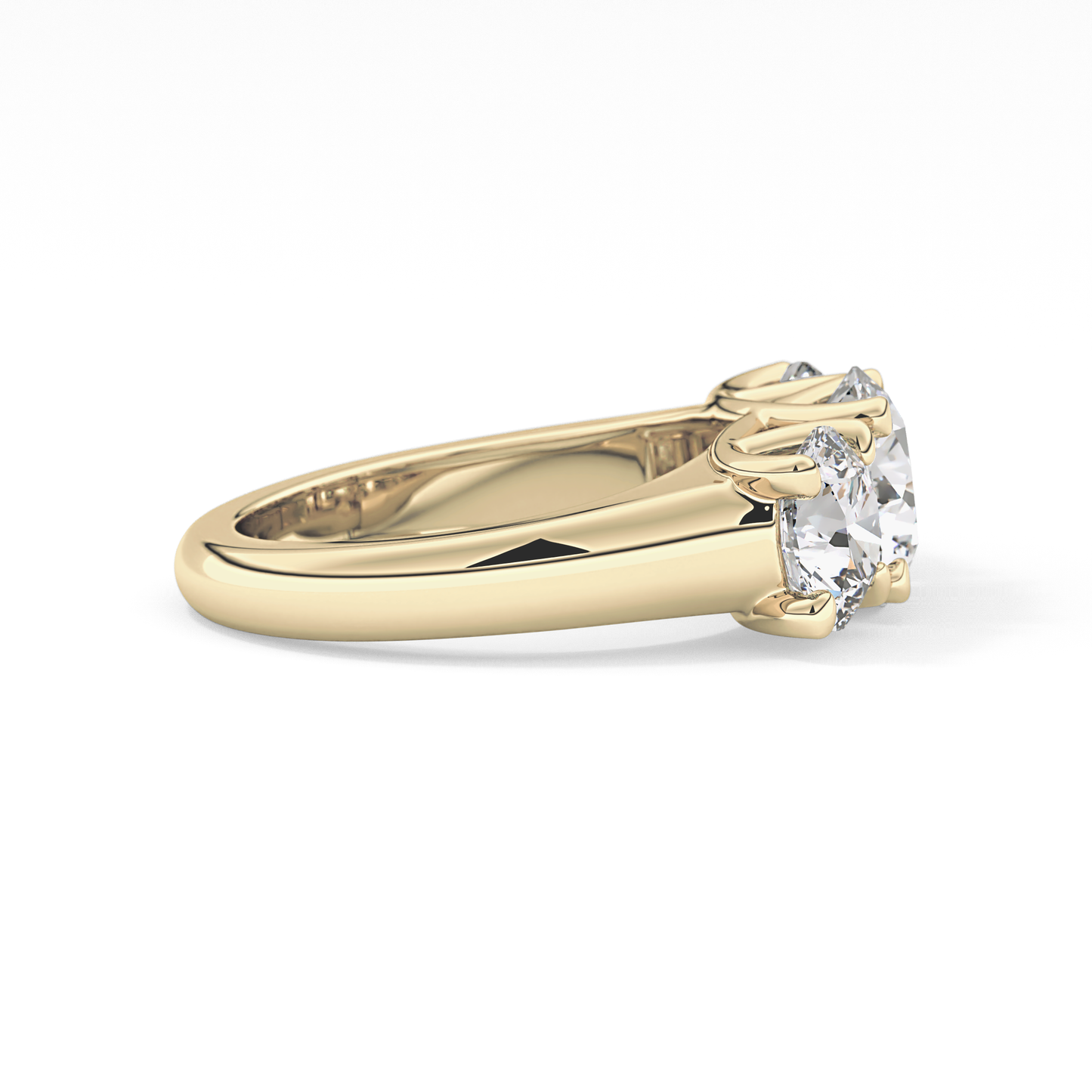Round Cut 1.92 Carat Moissanite Ring – Three Stones Setting in Gold