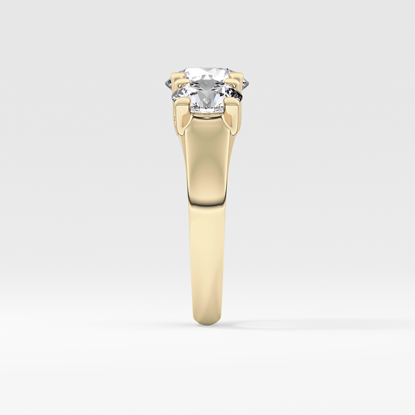 Round Cut 1.92 Carat Moissanite Ring – Three Stones Setting in Gold