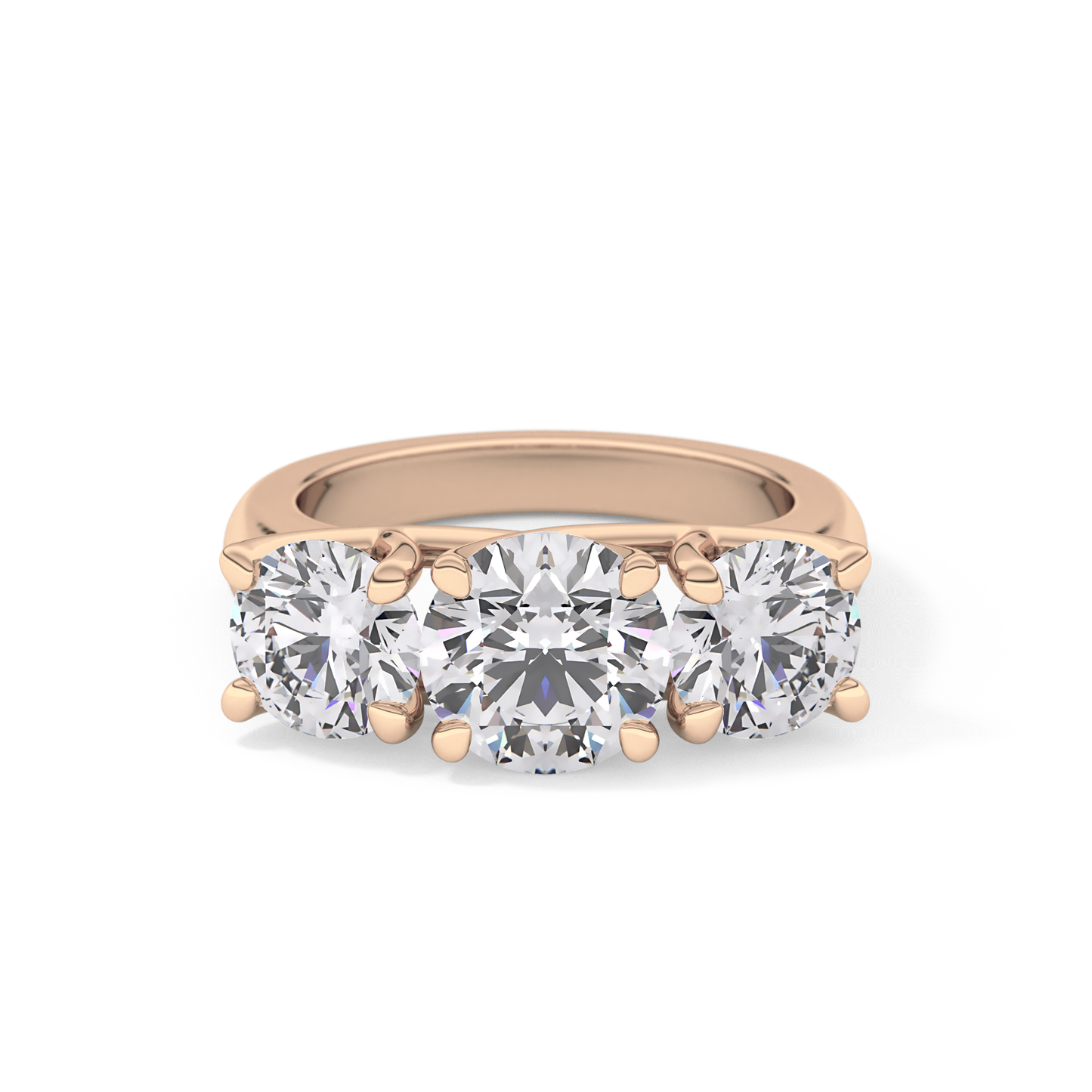 Round Cut 1.92 Carat Moissanite Ring – Three Stones Setting in Gold