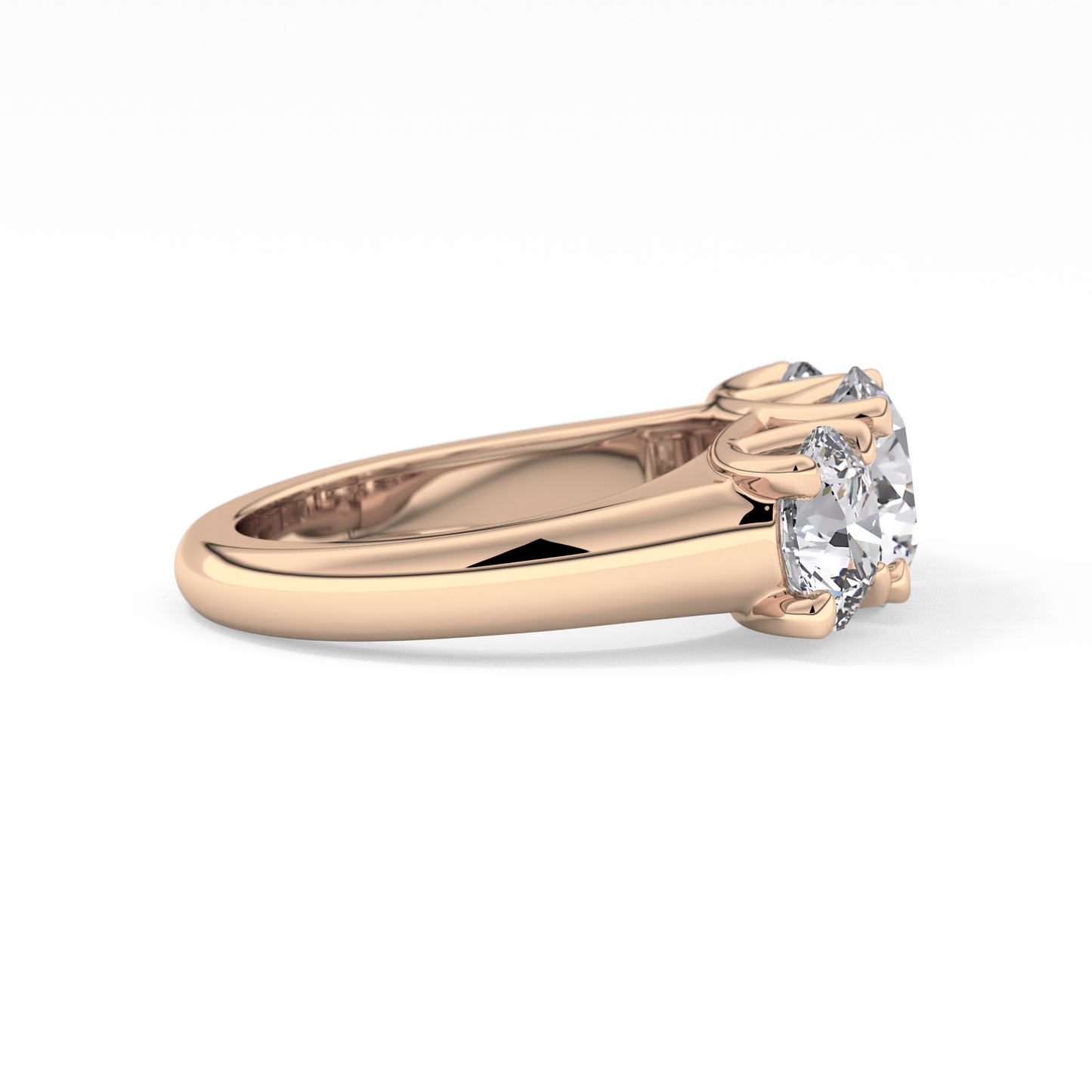 Round Cut 1.92 Carat Moissanite Ring – Three Stones Setting in Gold