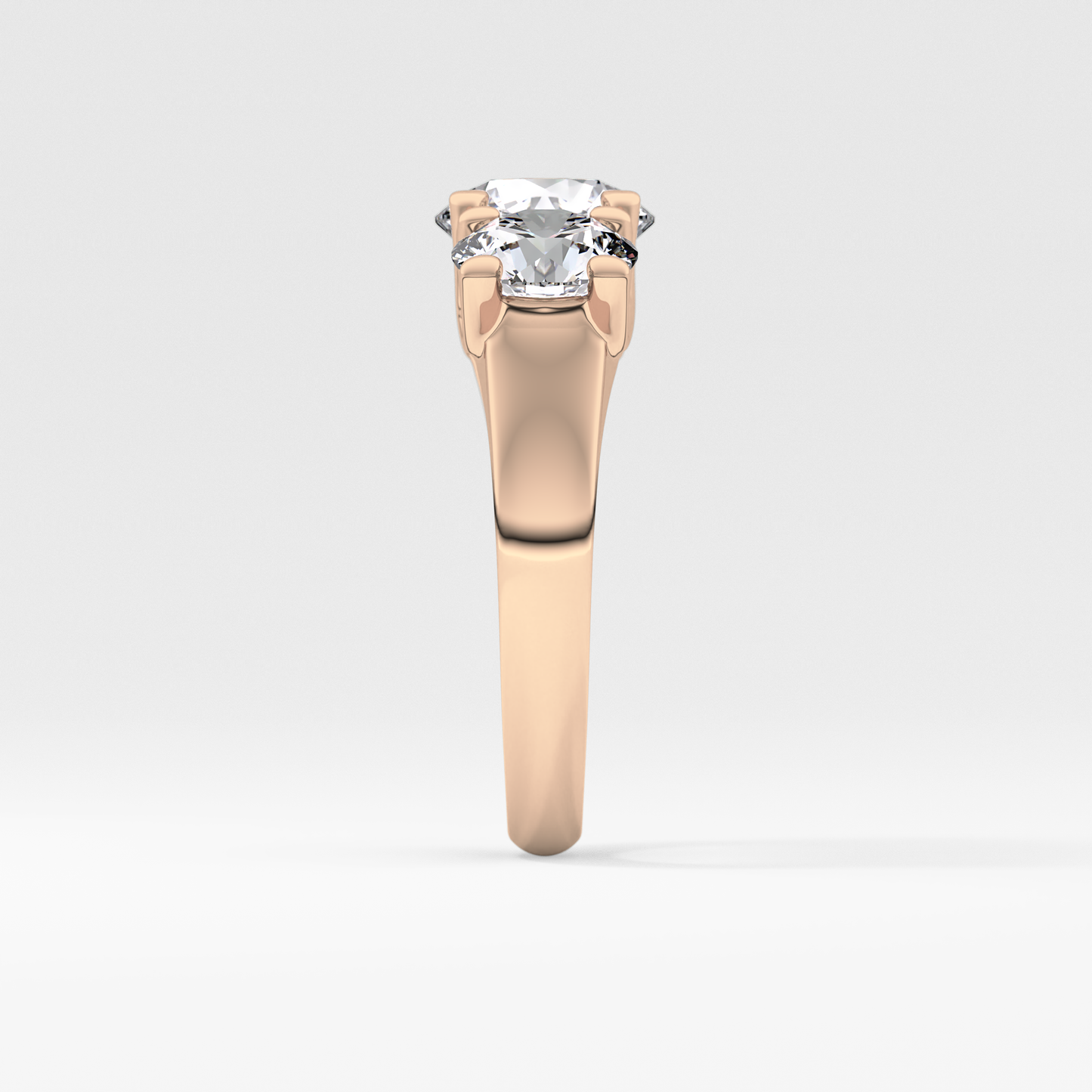 Round Cut 1.92 Carat Moissanite Ring – Three Stones Setting in Gold
