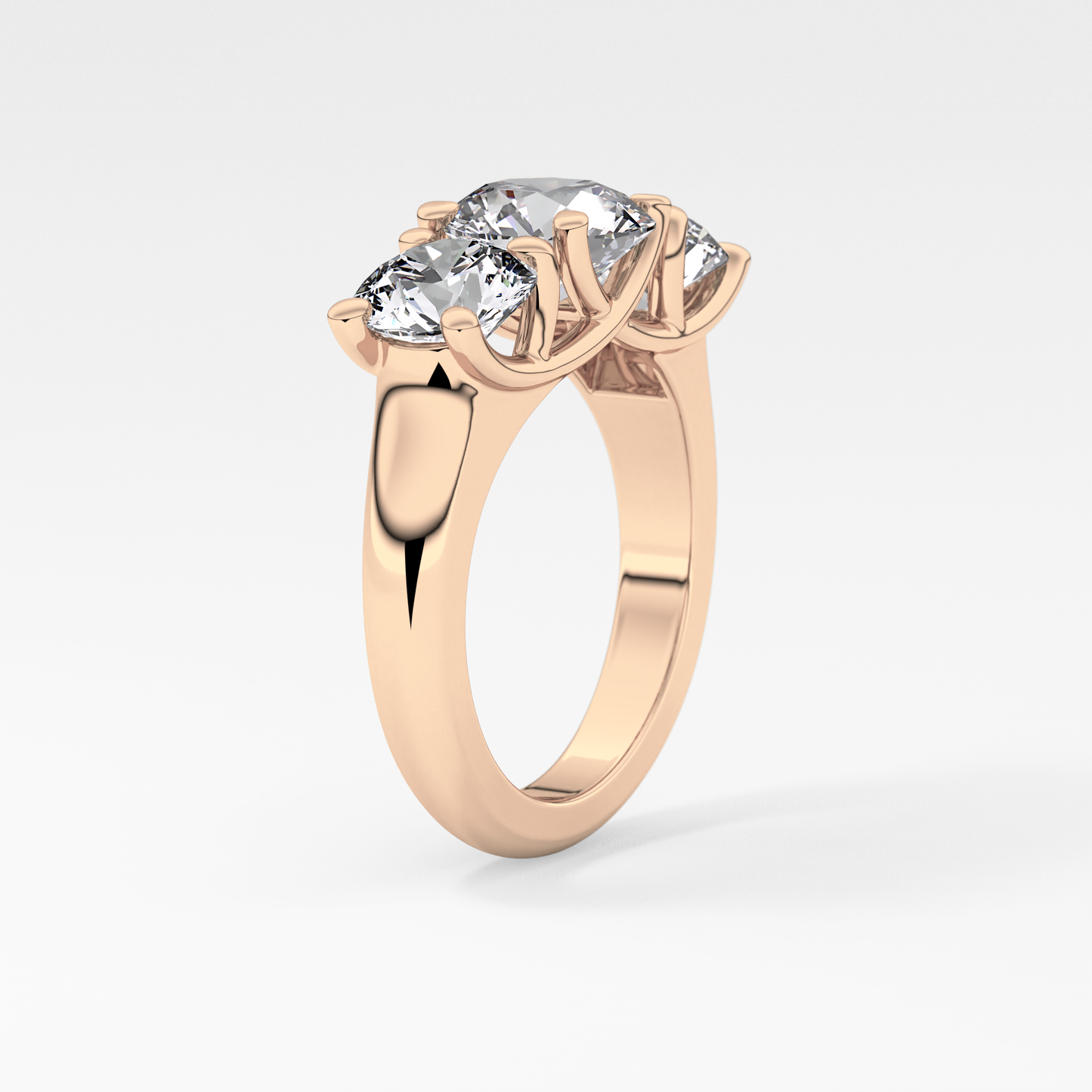 Round Cut 1.92 Carat Moissanite Ring – Three Stones Setting in Gold