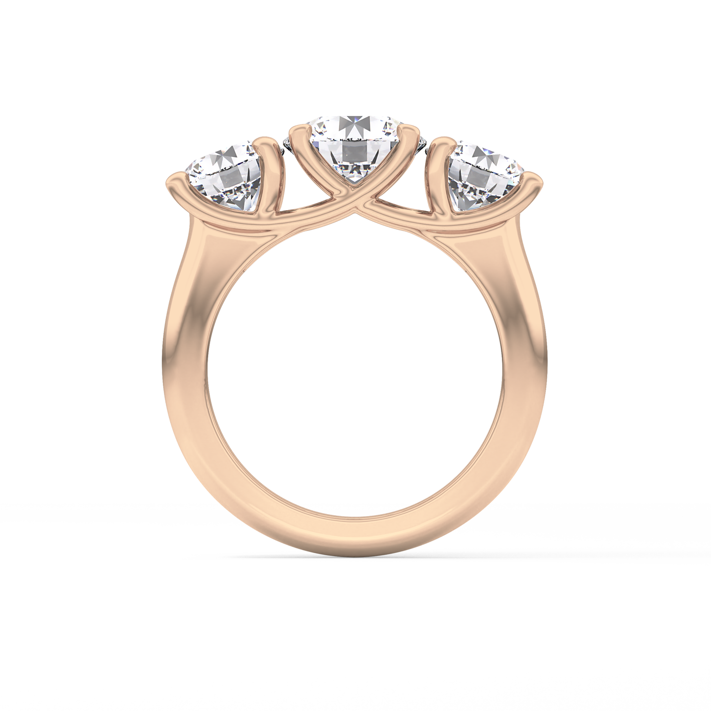 Round Cut 1.92 Carat Moissanite Ring – Three Stones Setting in Gold