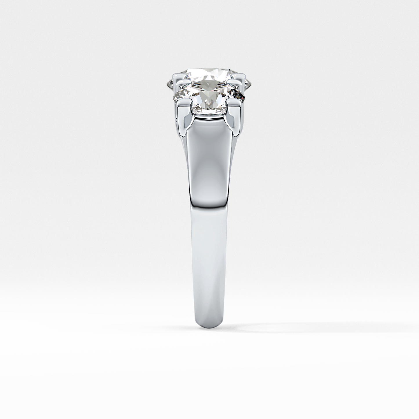 Round Cut 1.92 Carat Moissanite Ring – Three Stones Setting in Gold