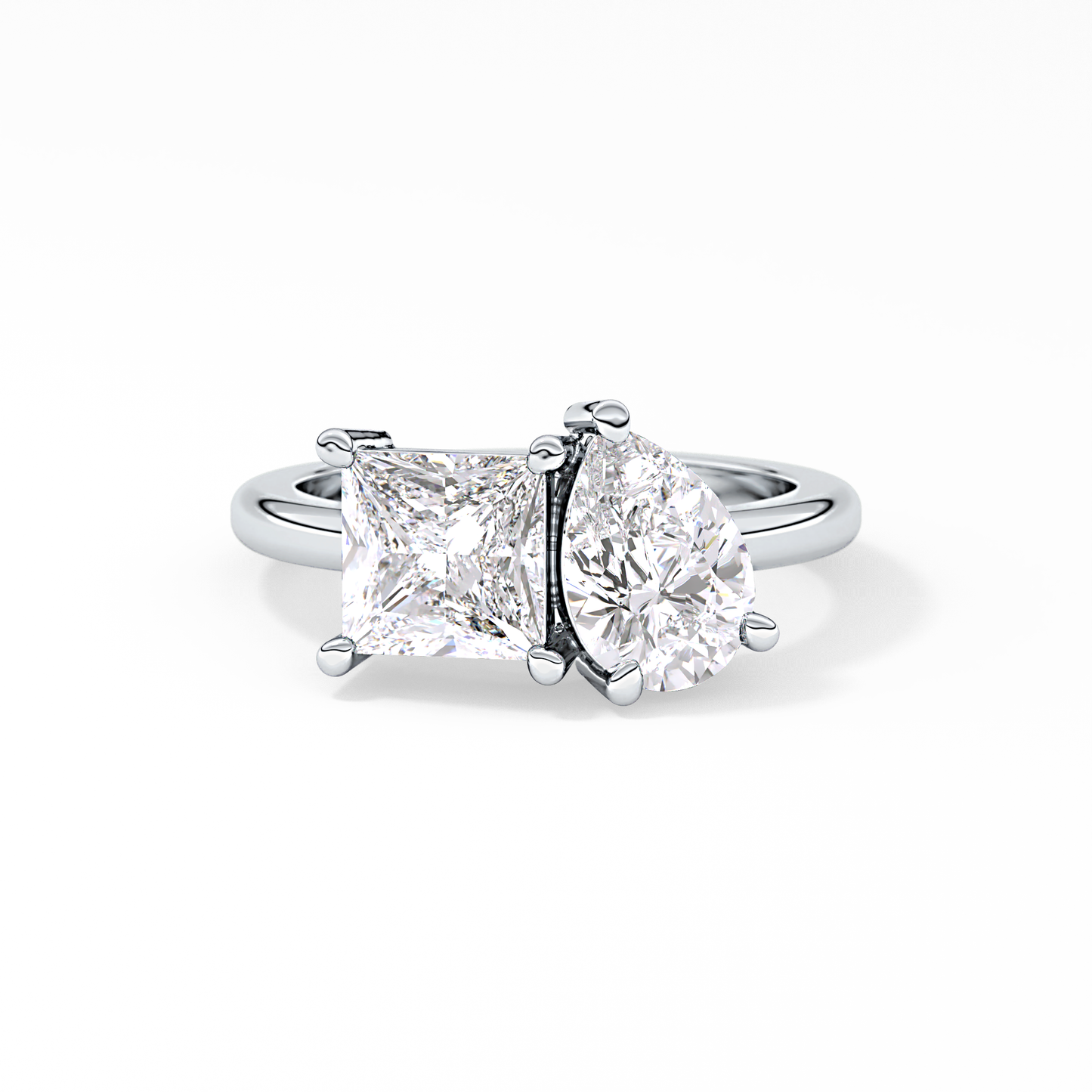 Pear & Princess Cut 2.38 Carat Moissanite Ring – Double Stones Setting in Gold