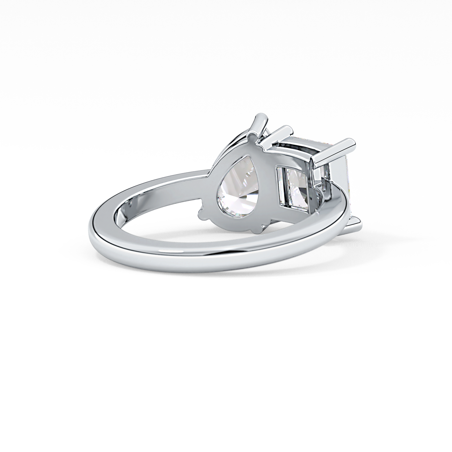 Pear & Princess Cut 2.38 Carat Moissanite Ring – Double Stones Setting in Gold