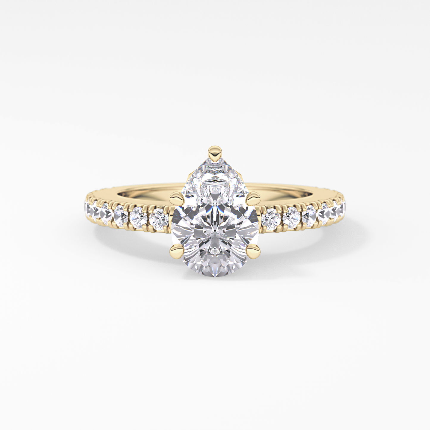 Pear Cut 1.81 Carat Moissanite Ring – Pave Setting in Gold